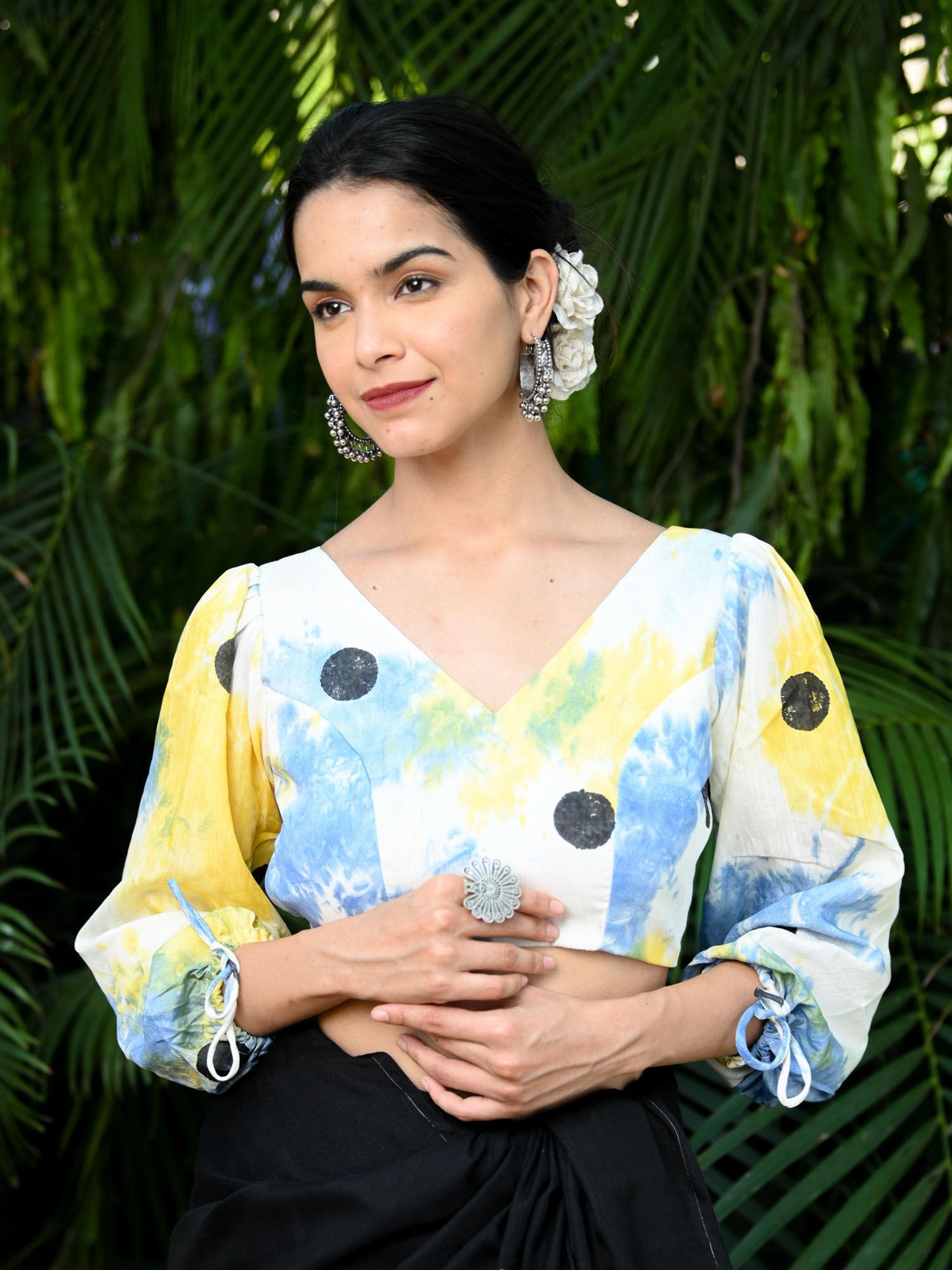 multi-color cotton batik print blouse