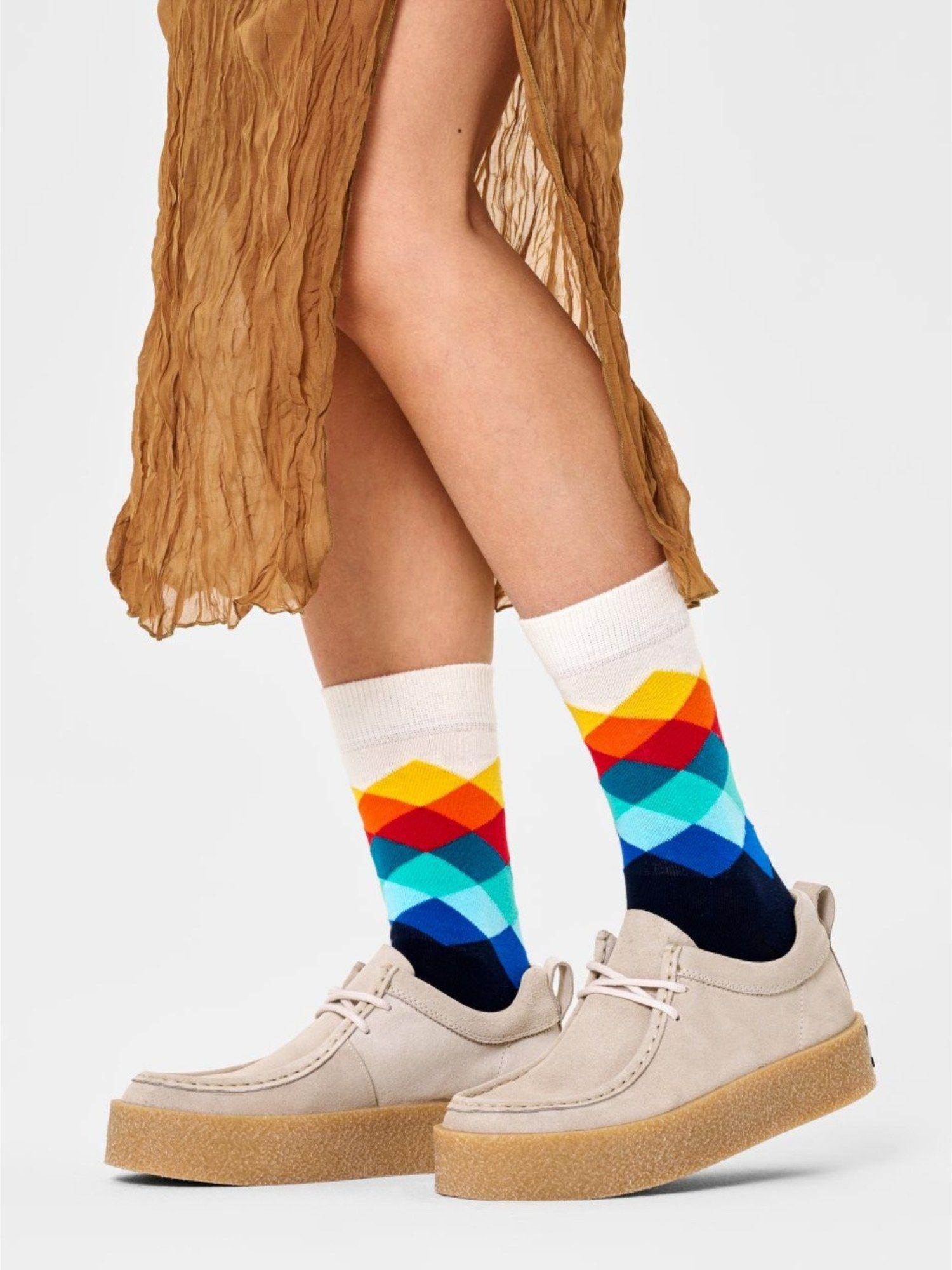 multi-color faded diamond unisex socks