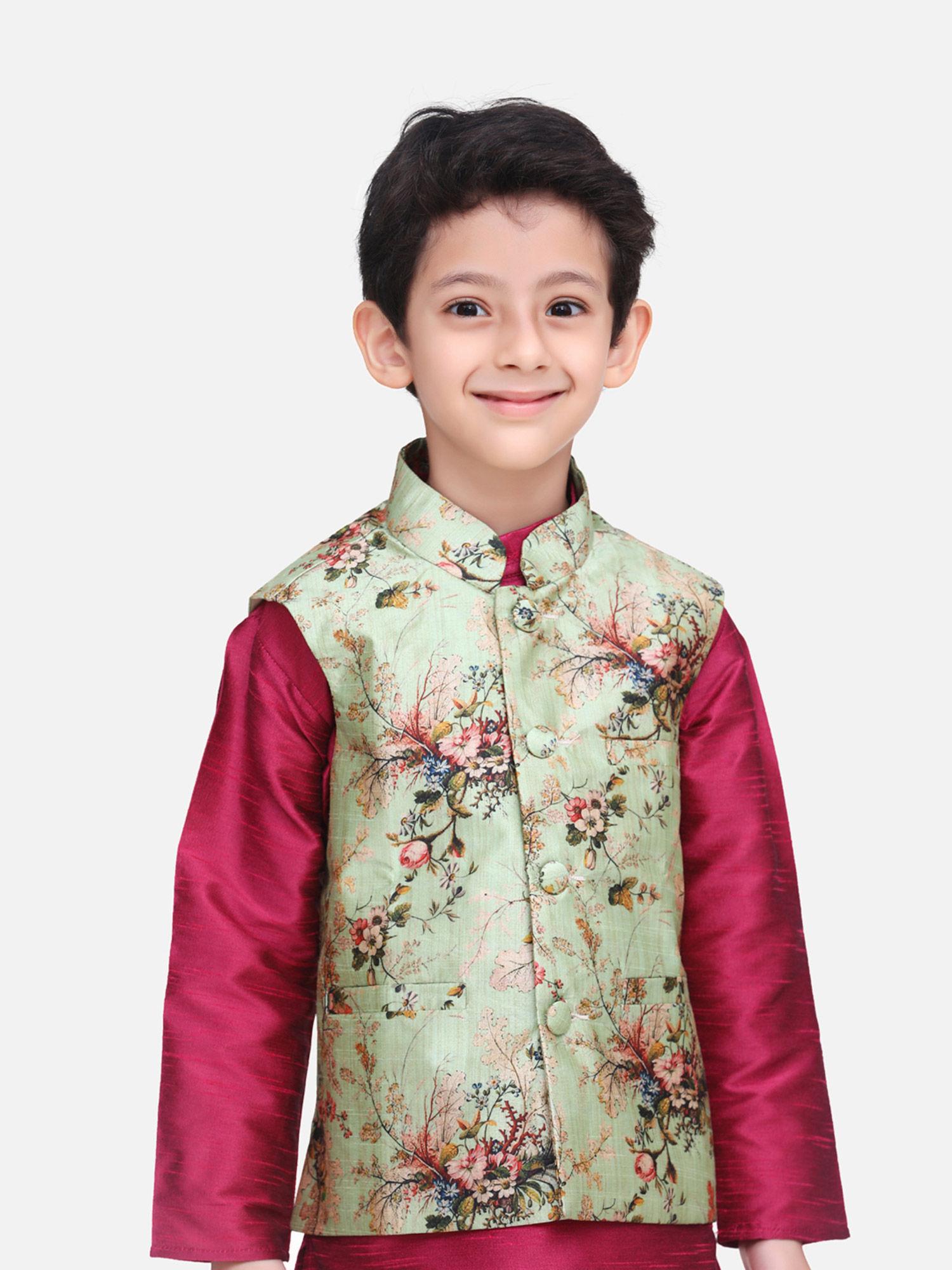 multi-color floral digital print nehru jacket printed