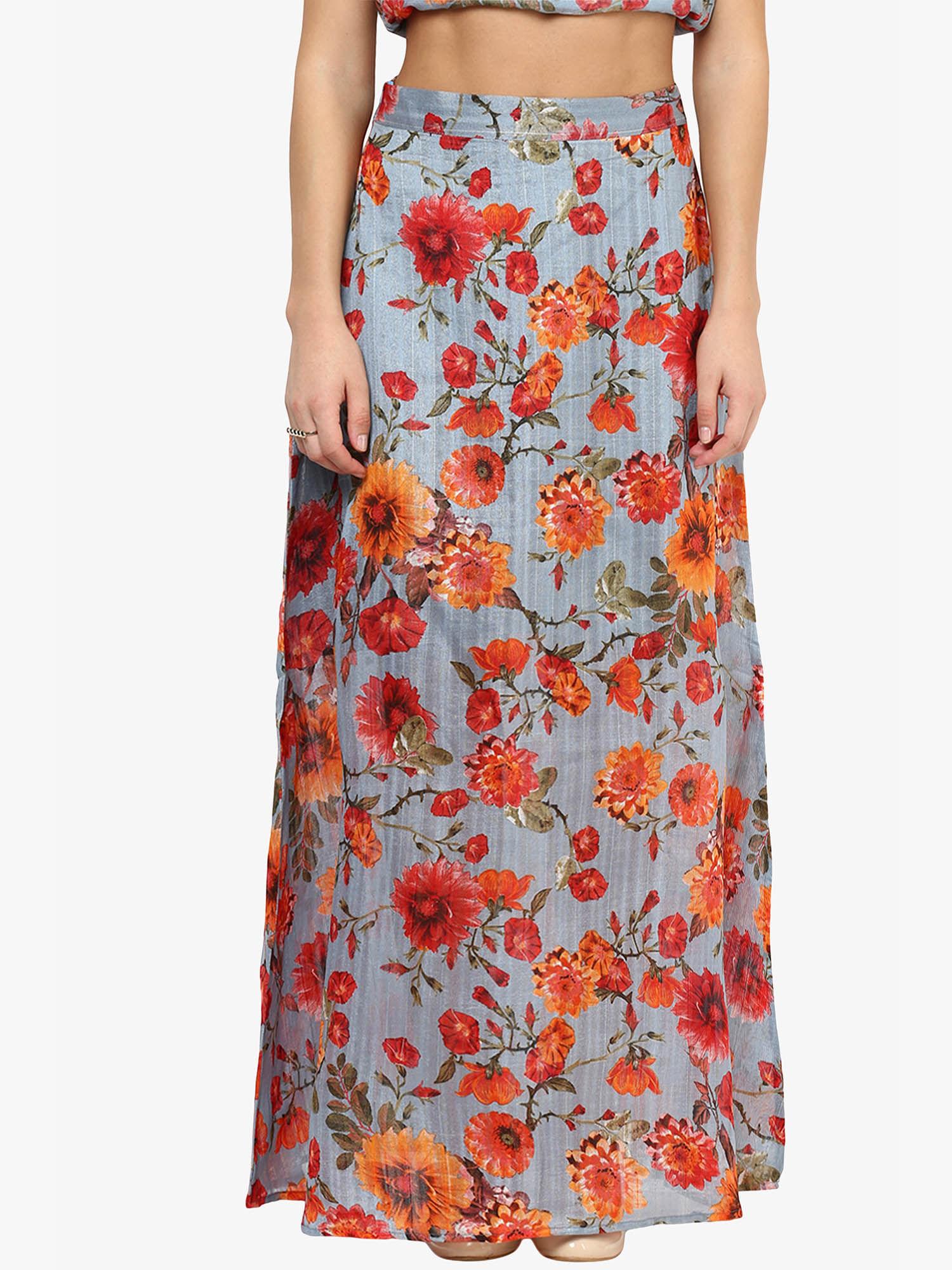 multi-color floral maxi skirt