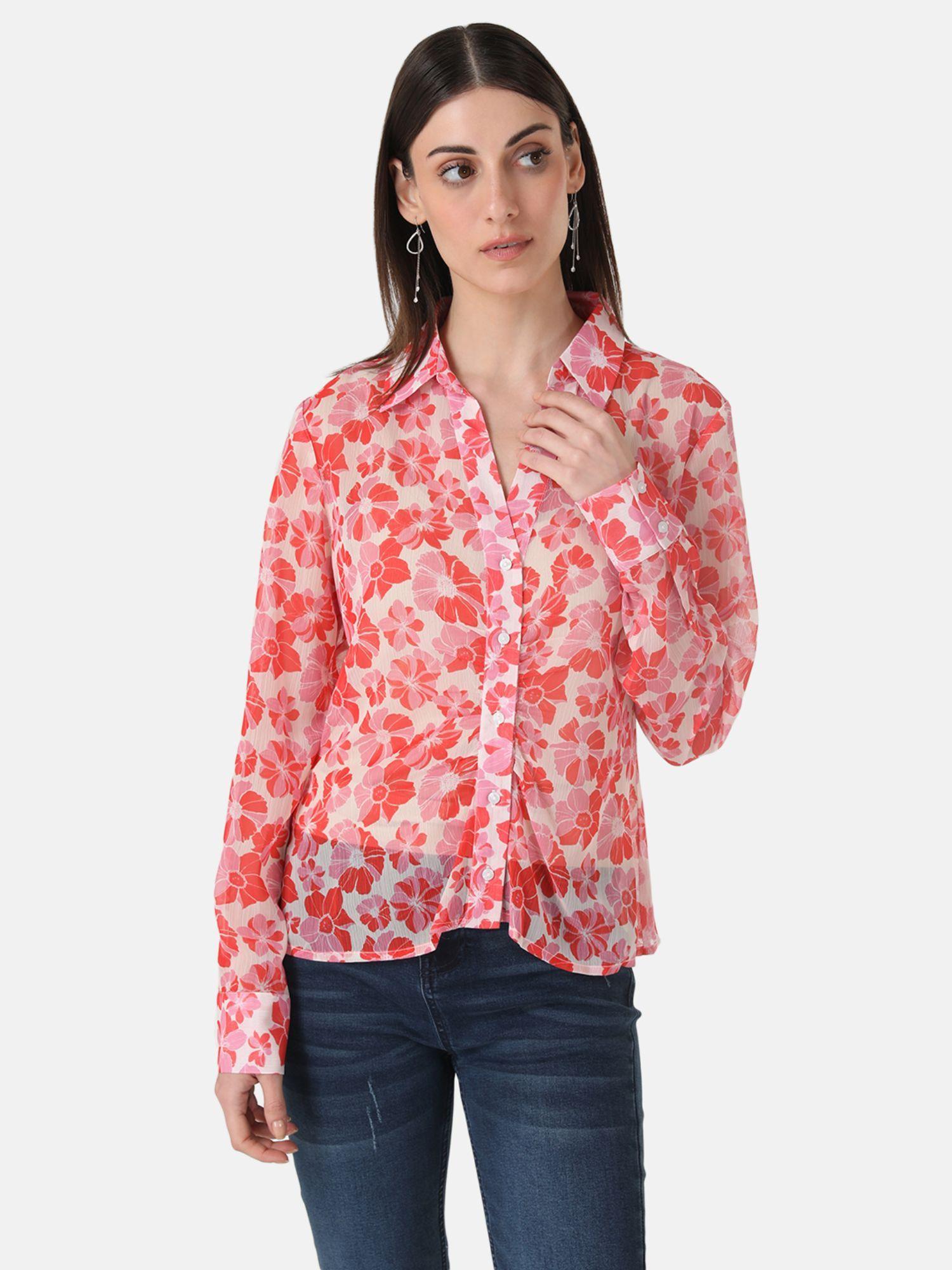 multi-color floral print shirt