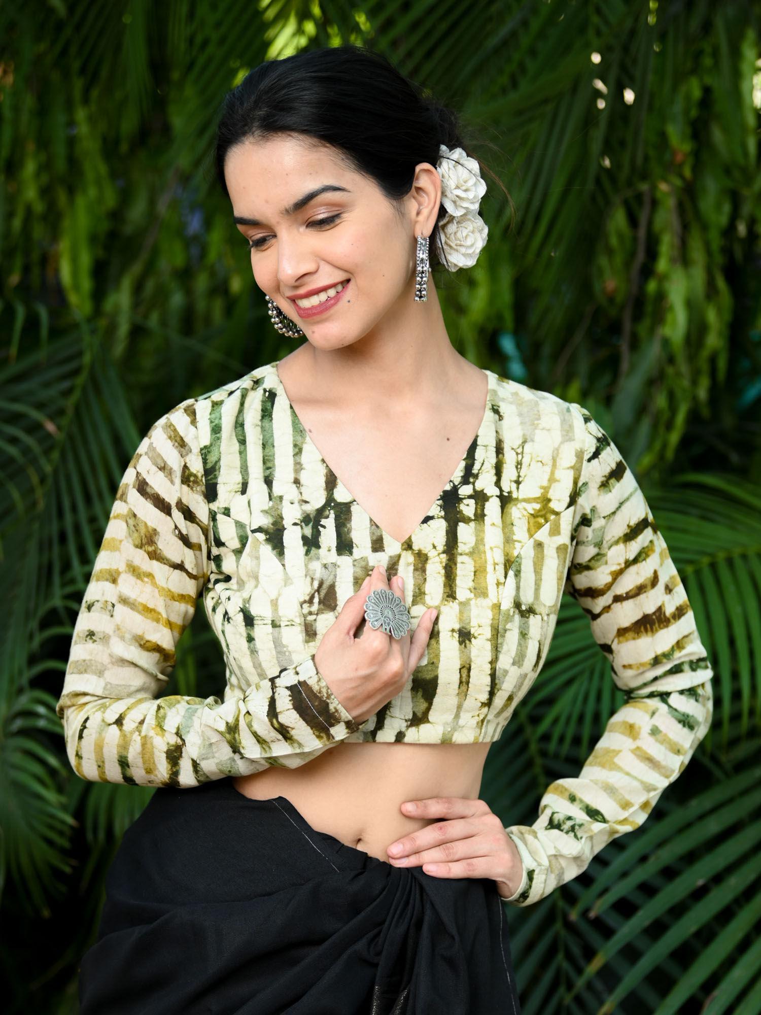 multi-color mul cotton batik print blouse