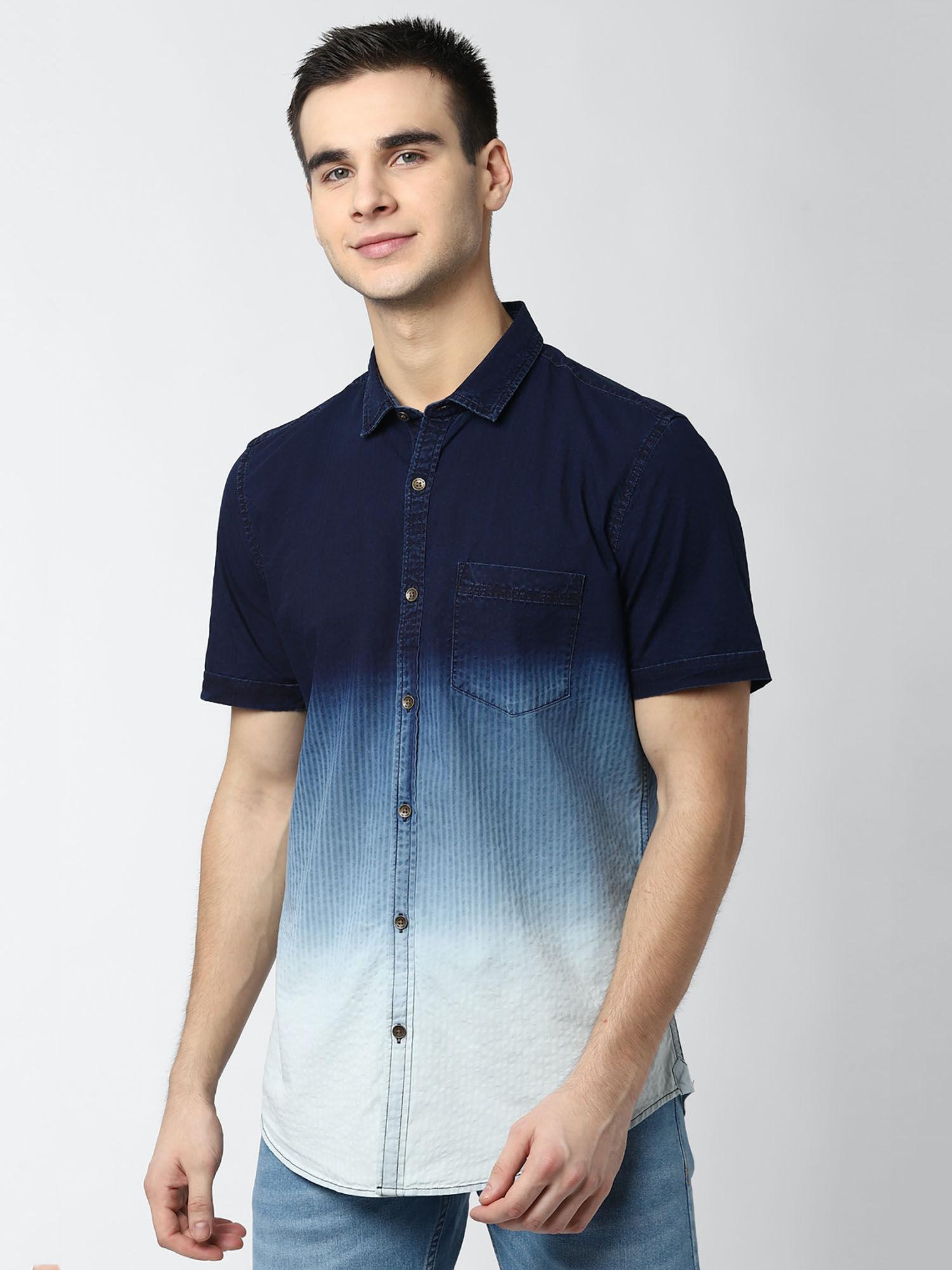 multi-color stripes printed half sleeves casual shirt