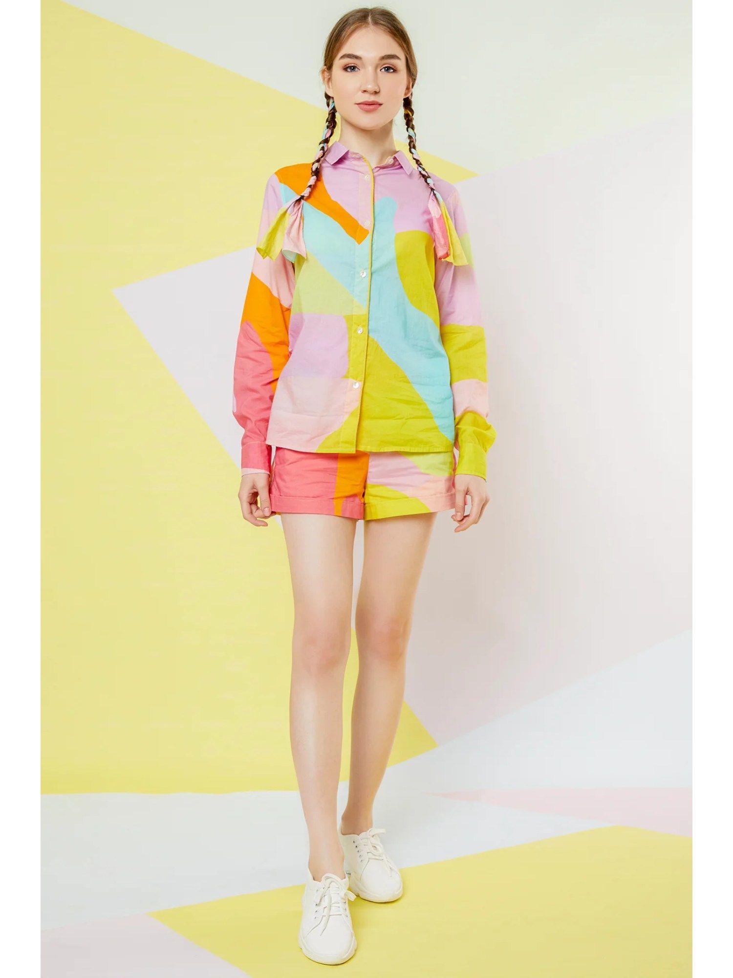 multi-color abstract colorblock shirt