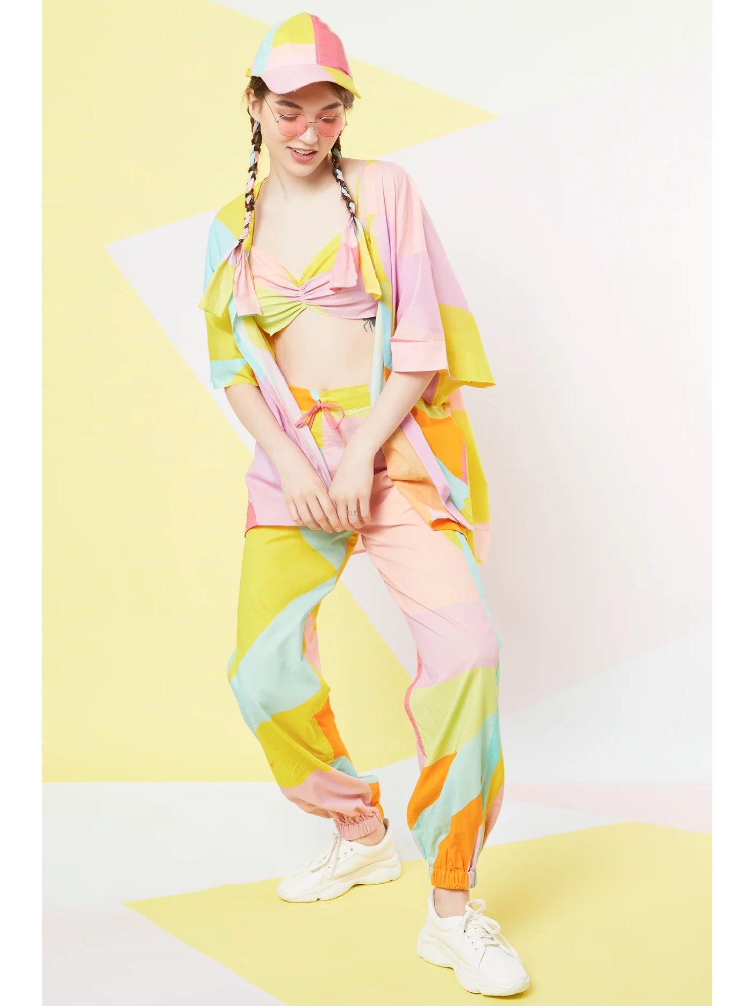 multi-color abstract leaf colorblock co-ord (set of 3)