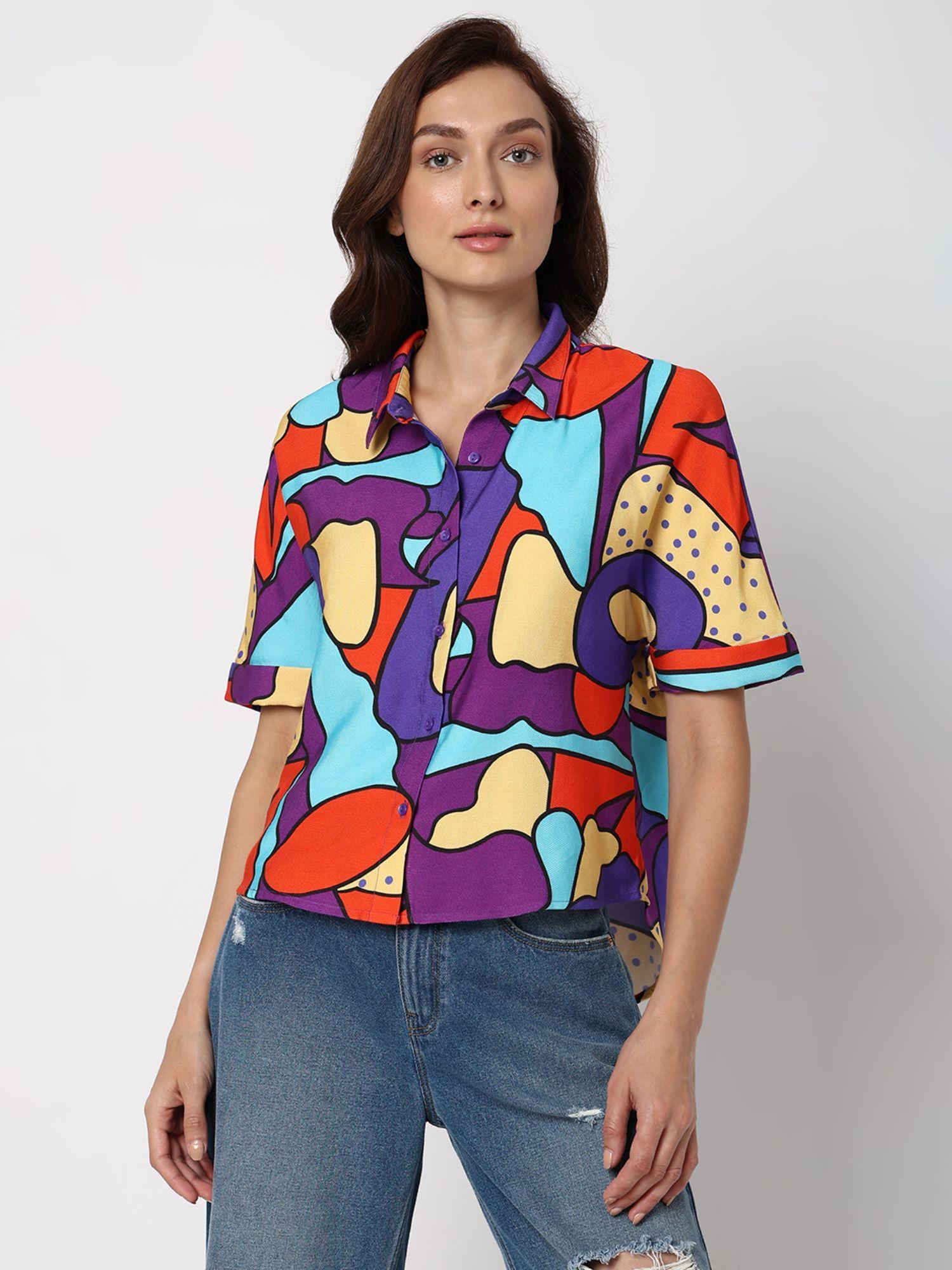 multi-color abstract print shirt