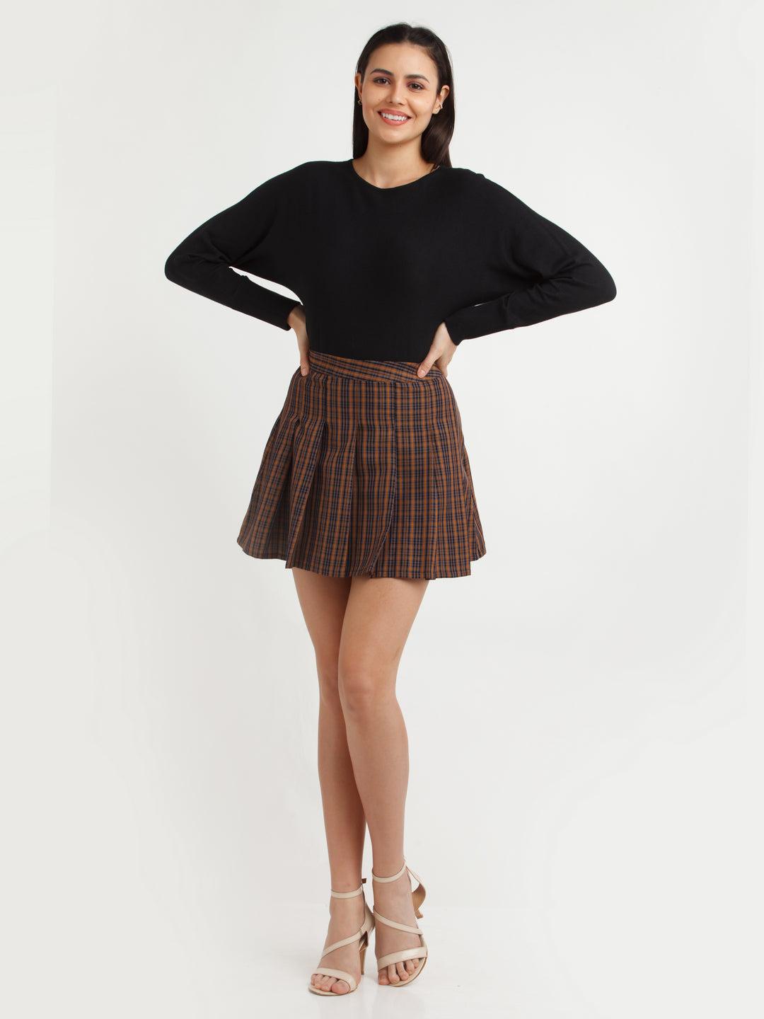 multi color checked skirt for women