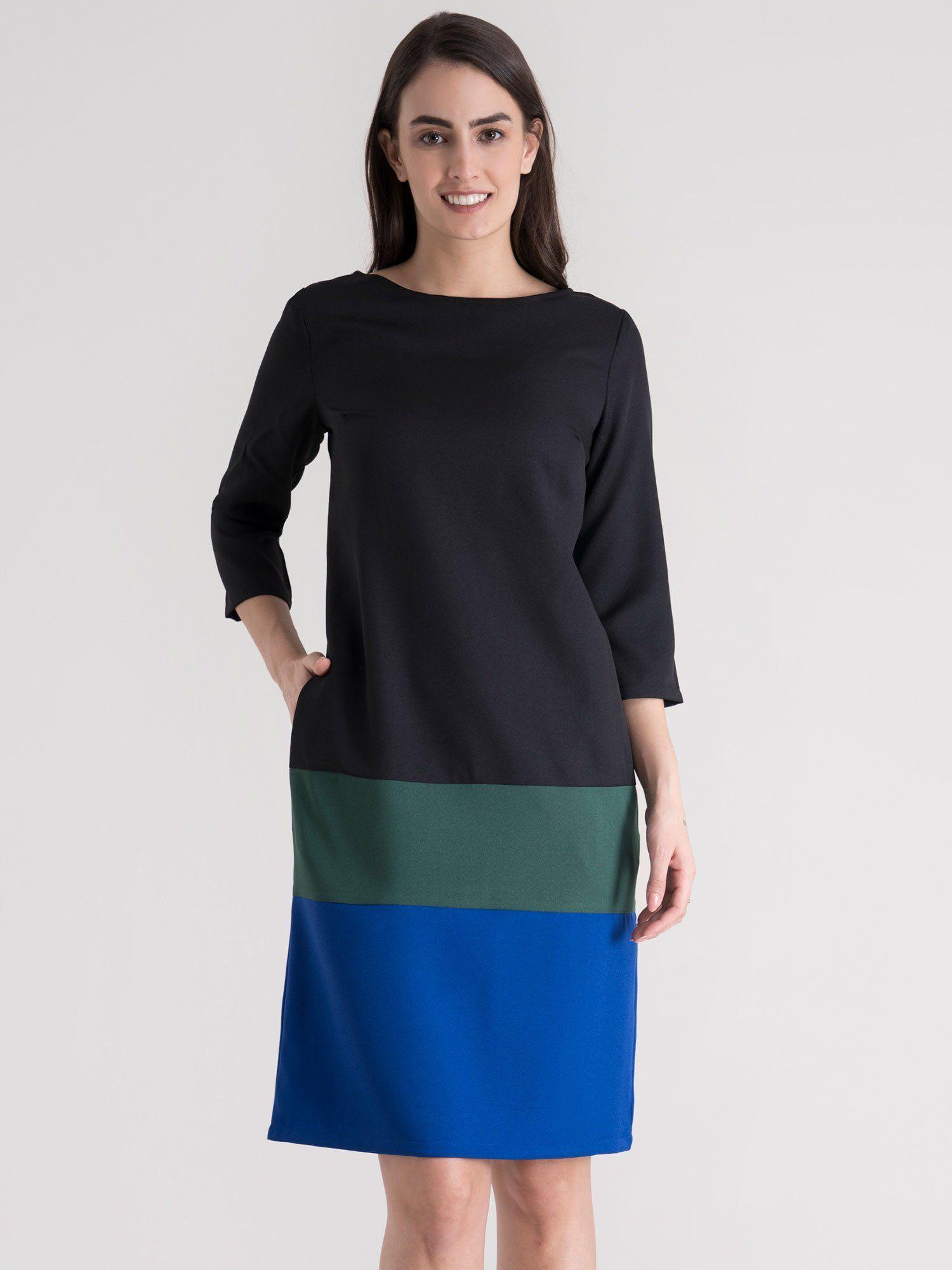 multi color colour block shift dress