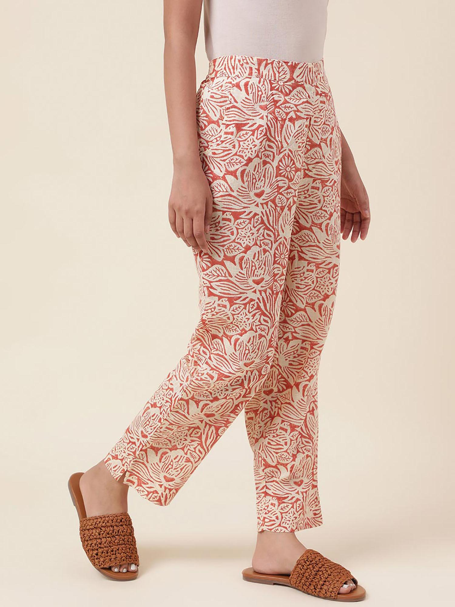 multi-color cotton printed comfort fit pant