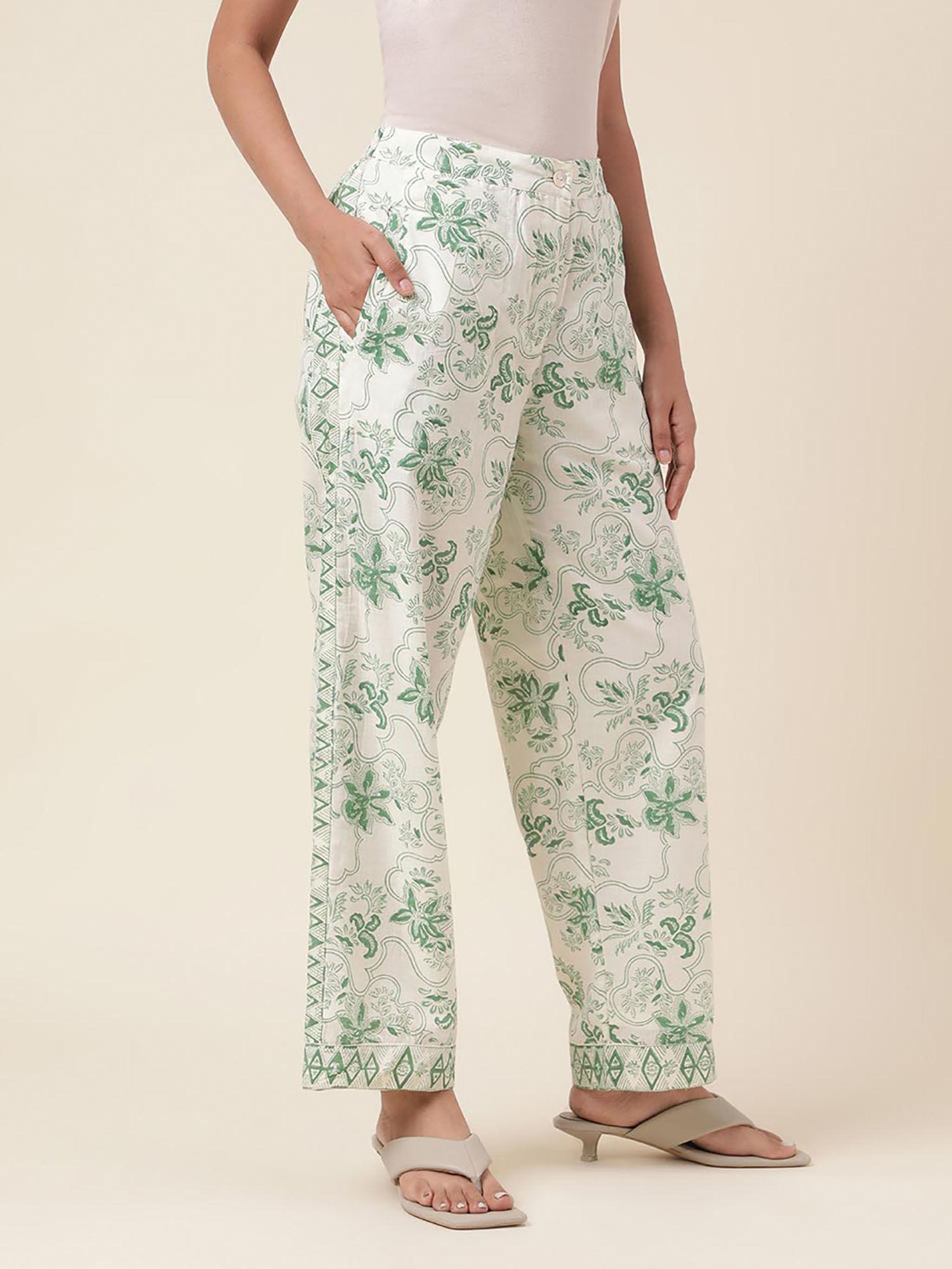 multi-color cotton printed comfort fit pant