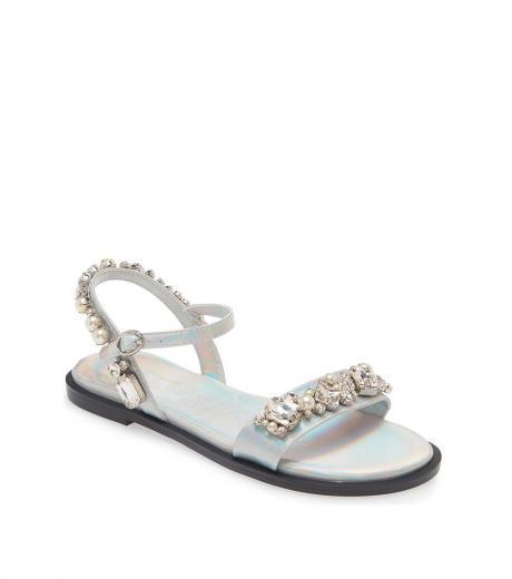 multi color crystal embellished sandals