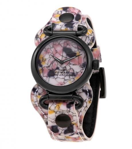 multi color cuff marble print watch