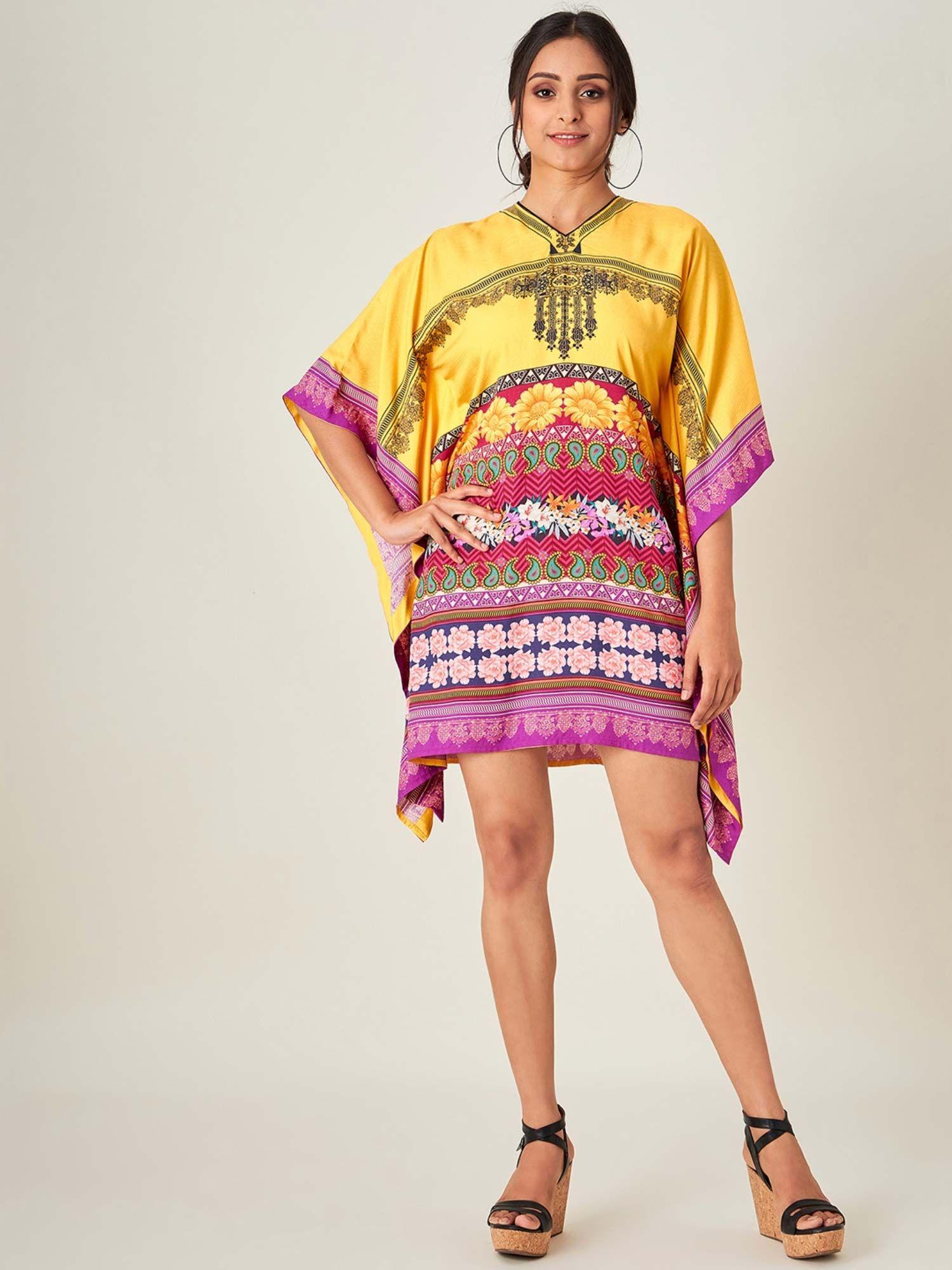 multi-color decorated resort dress