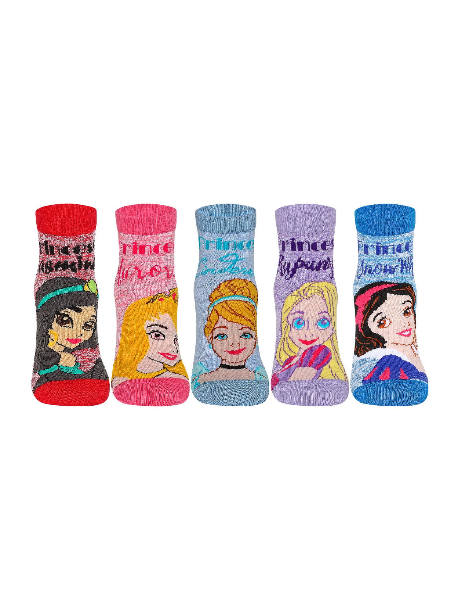 multi-color disney princess ankle length socks (pack of 5)