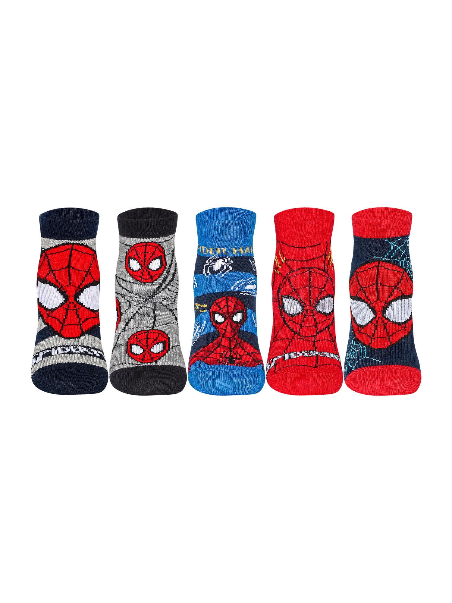 multi-color disney spiderman ankle length socks (pack of 5)