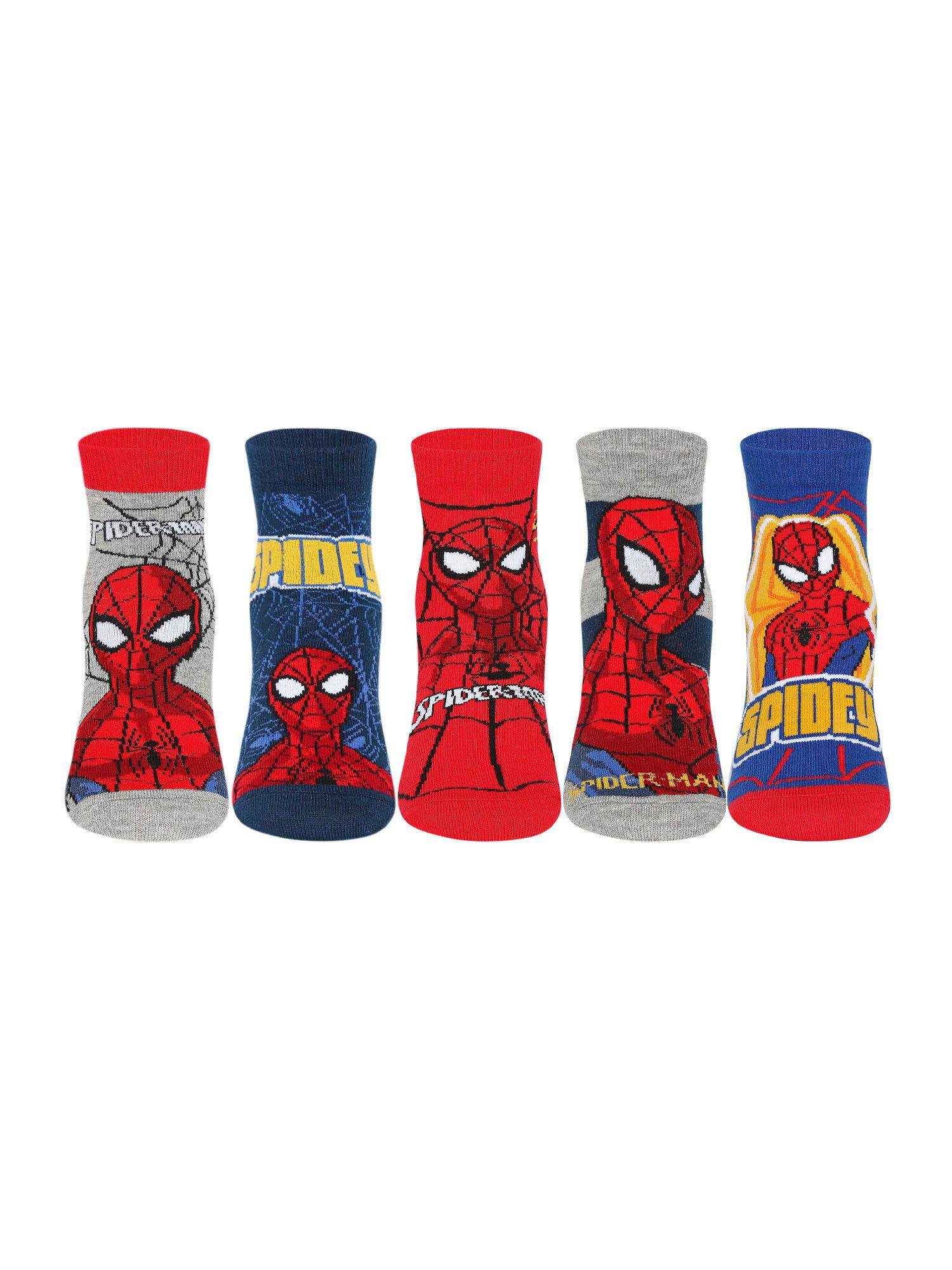 multi-color disney spiderman ankle length socks (pack of 5)