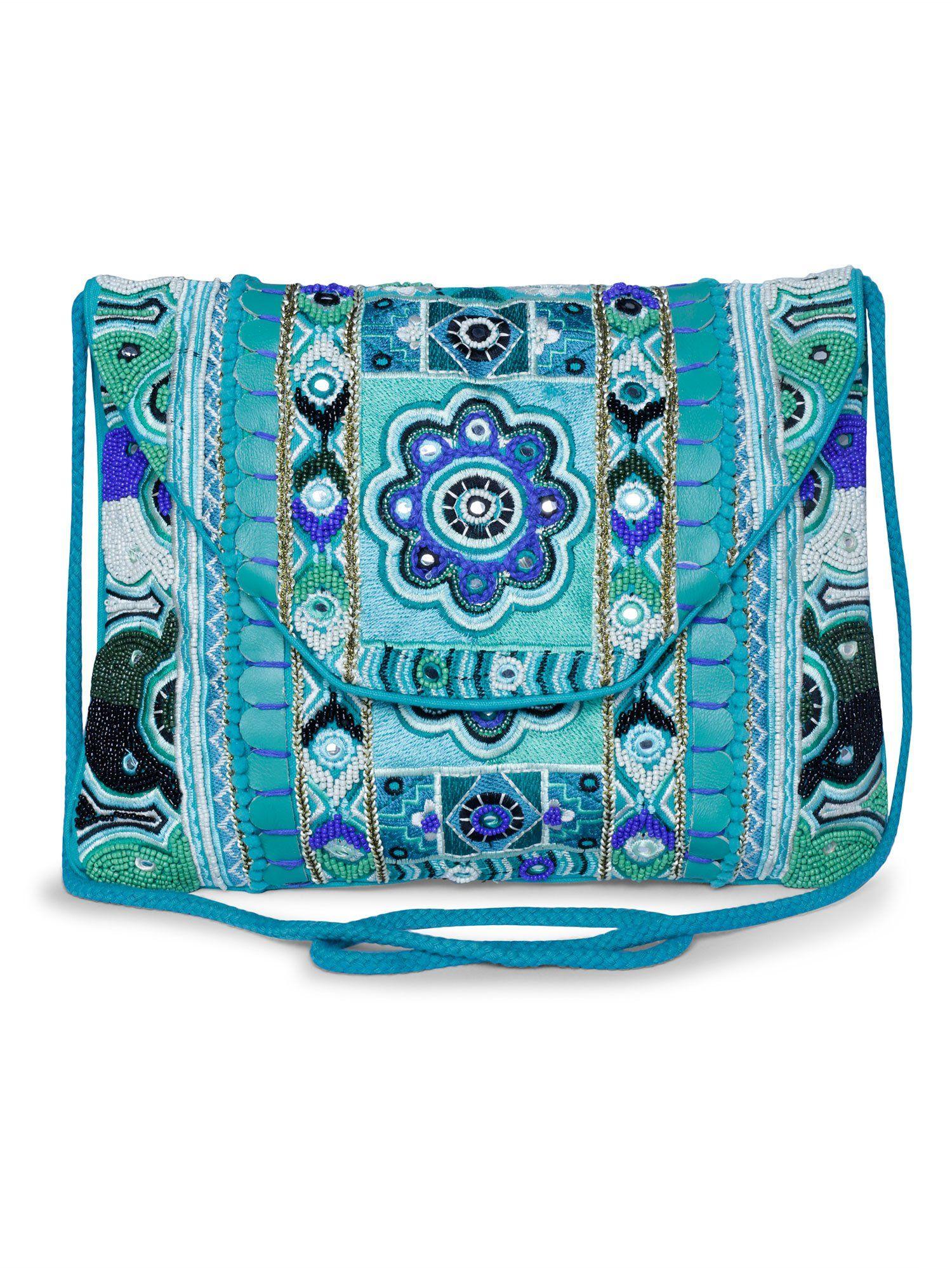 multi-color embroidered sling bag