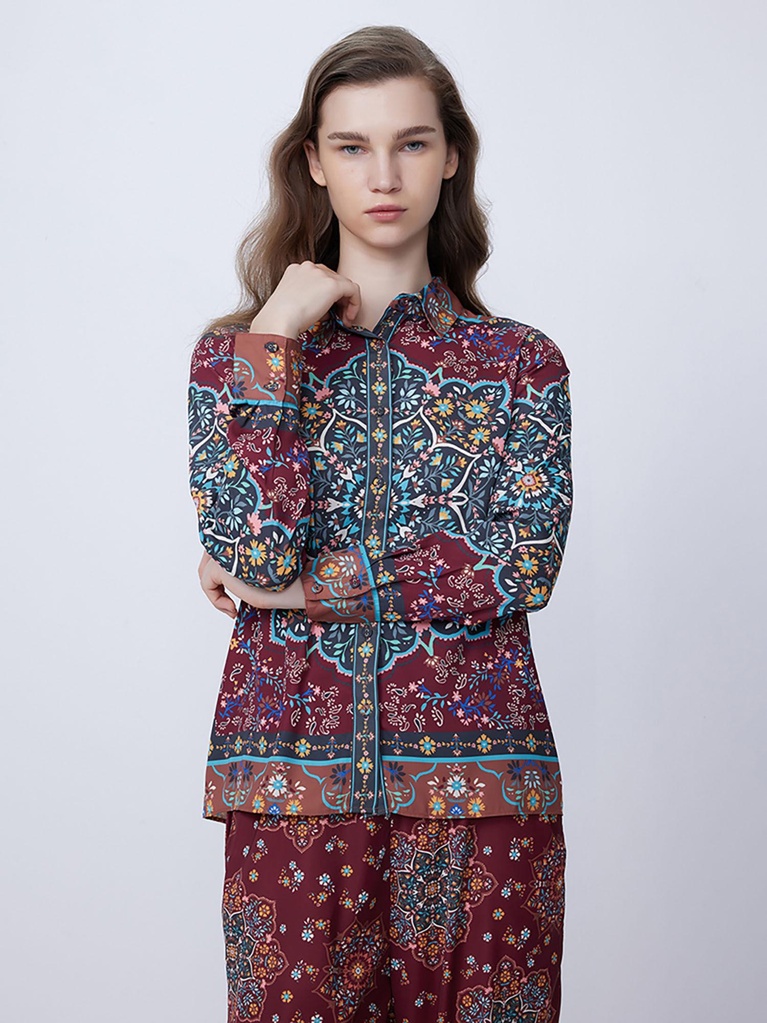 multi-color floral collar neck shirt