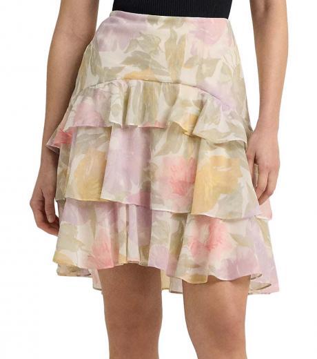 multi color floral crinkle tiered skirt