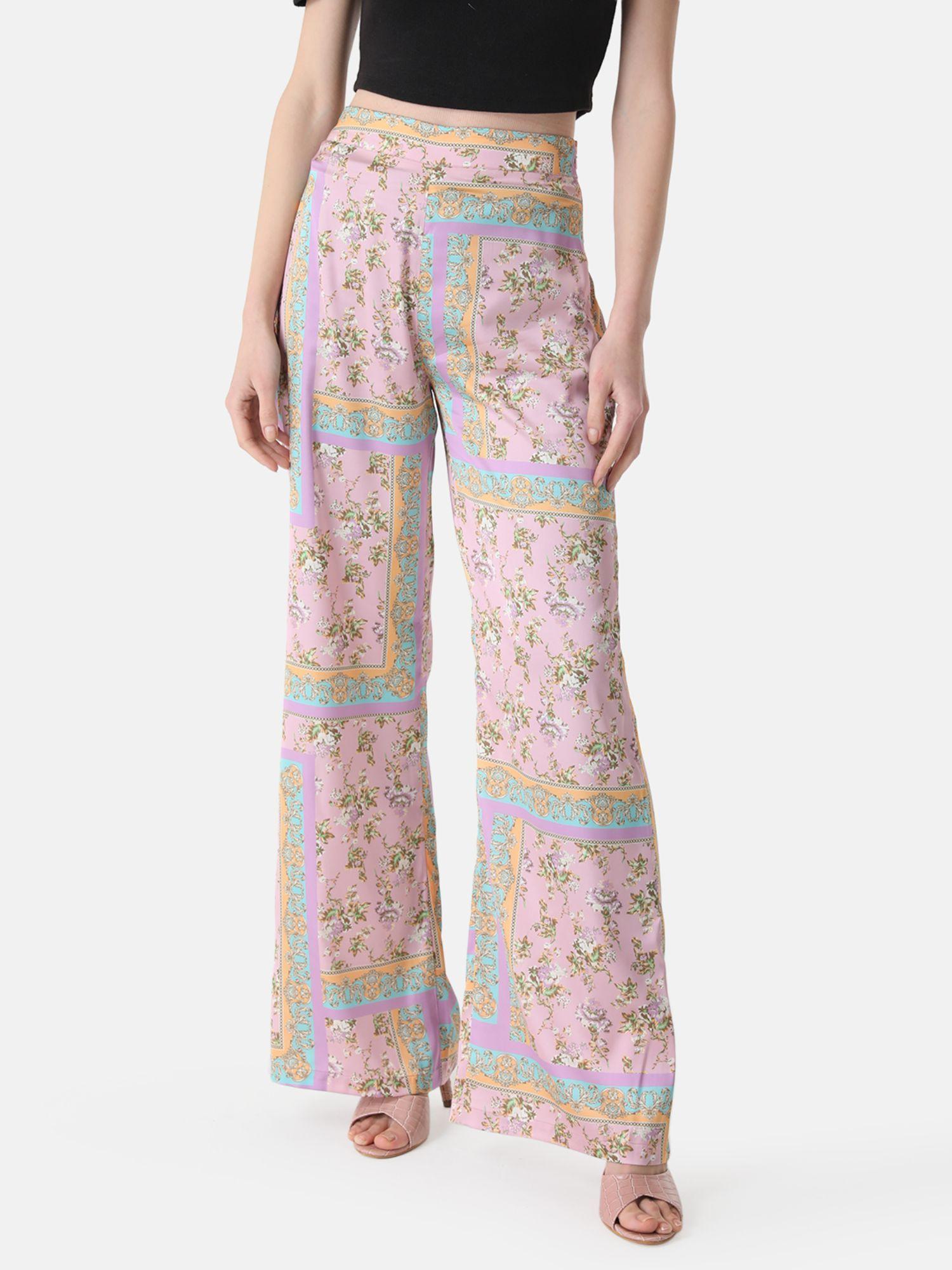 multi-color floral flared pant