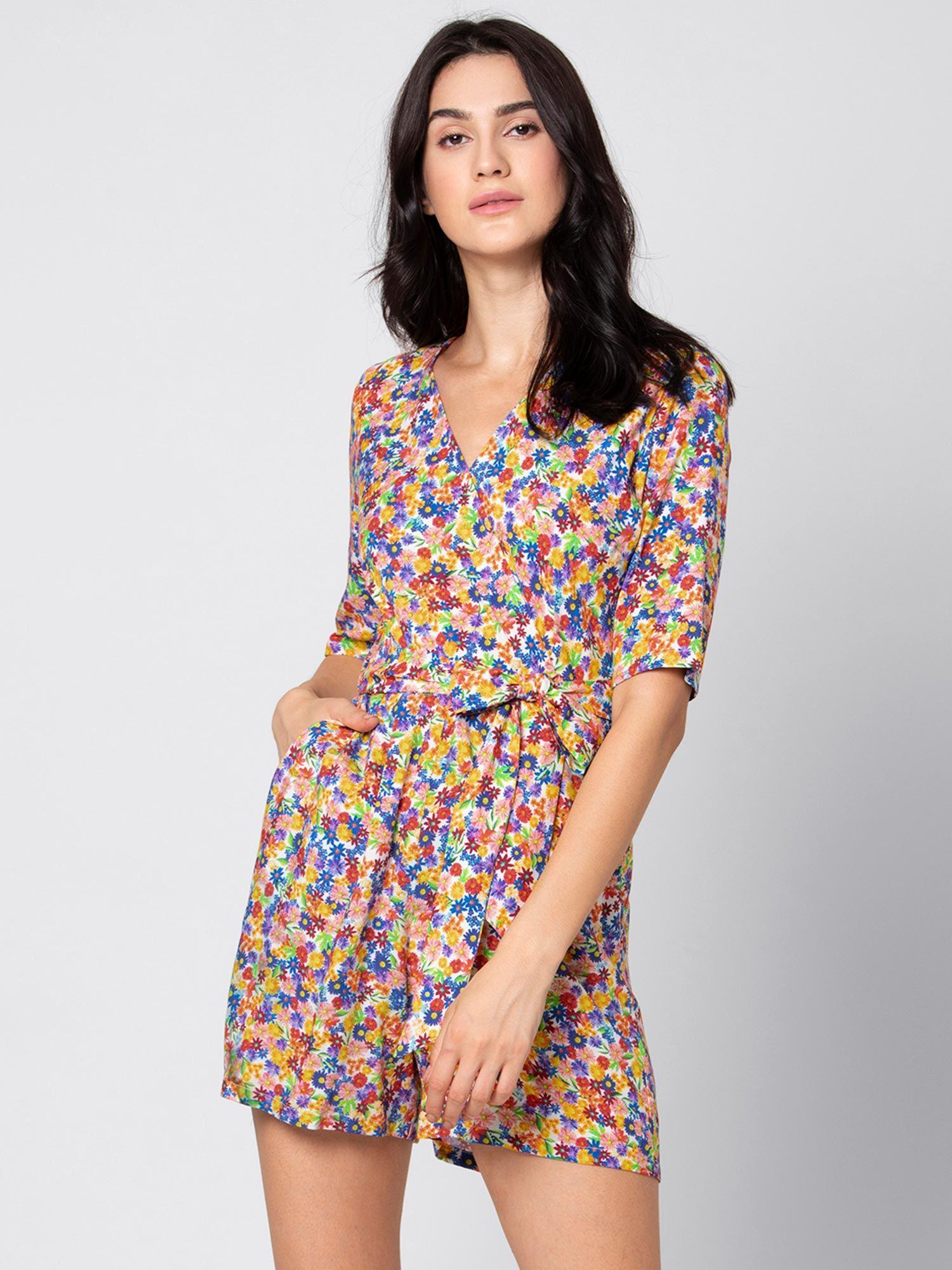 multi-color floral playsuit