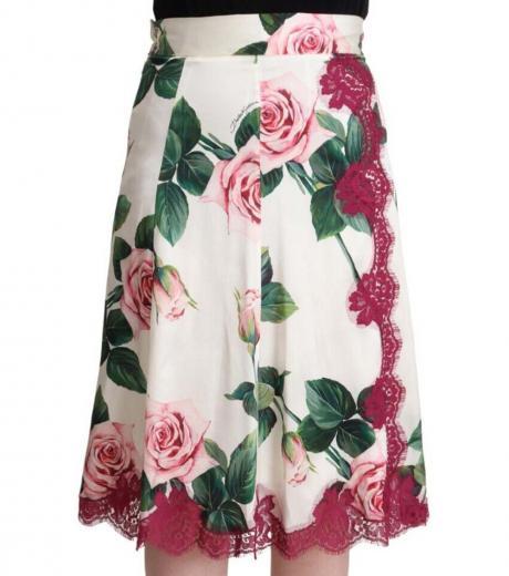 multi color floral print a-line skirt
