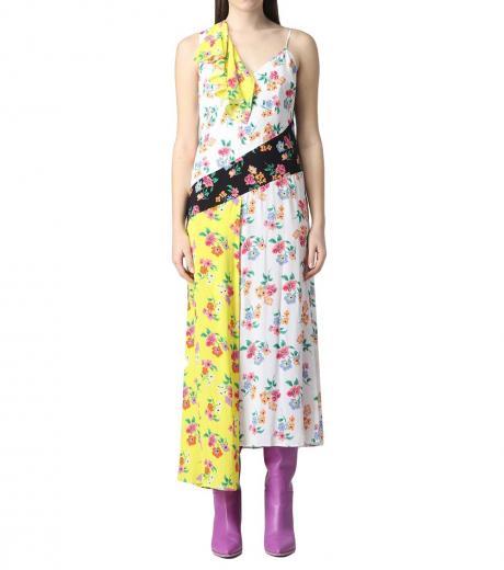 multi color floral-print asymmetric dress