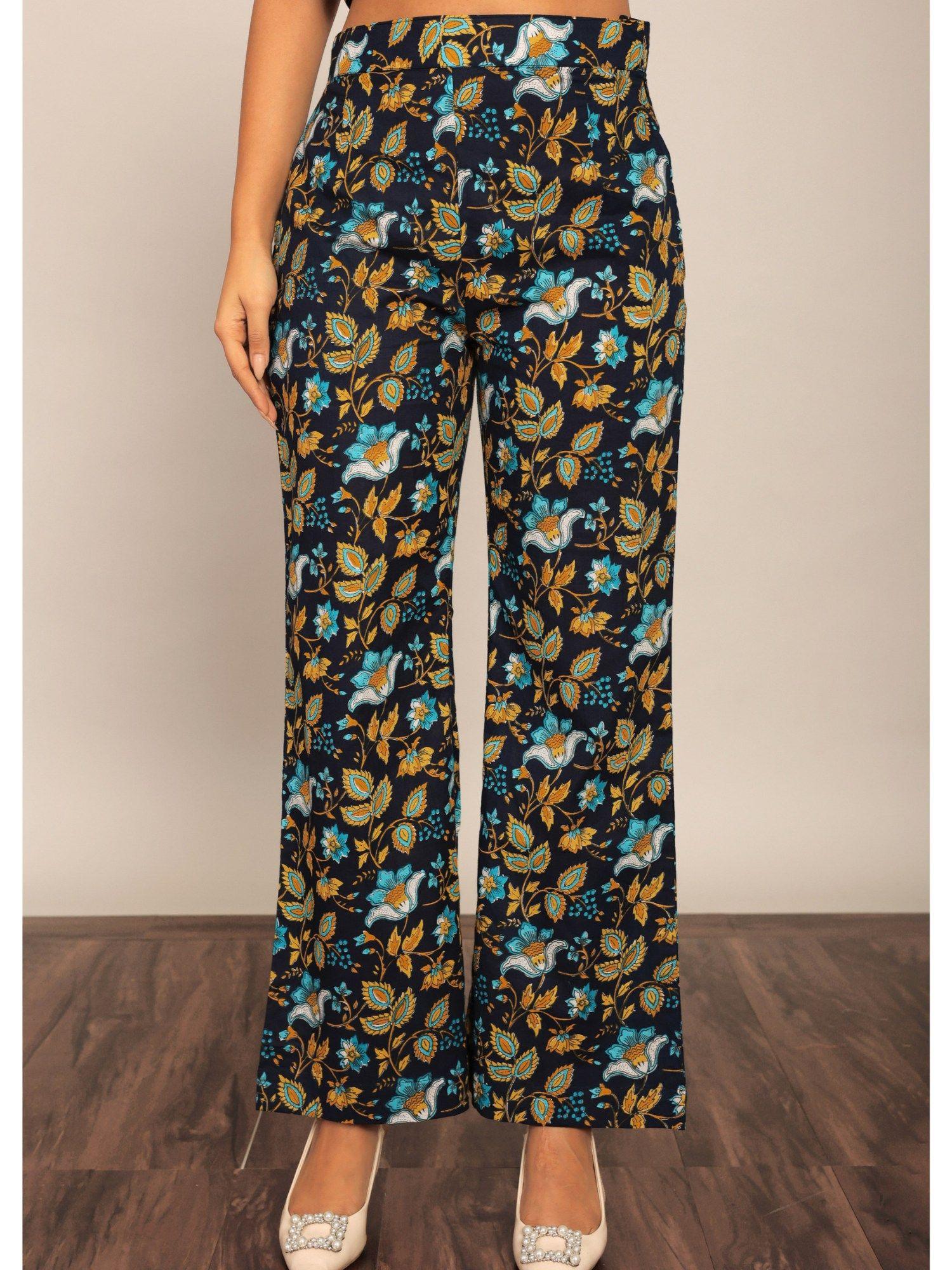 multi-color floral print relaxed pant