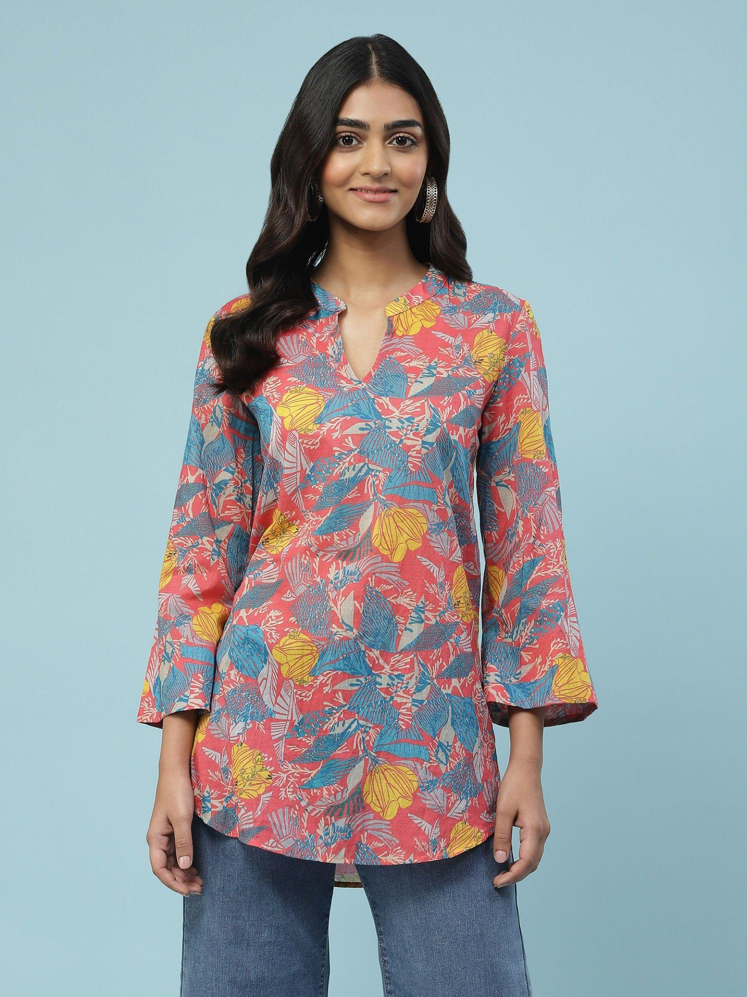 multi-color floral print top