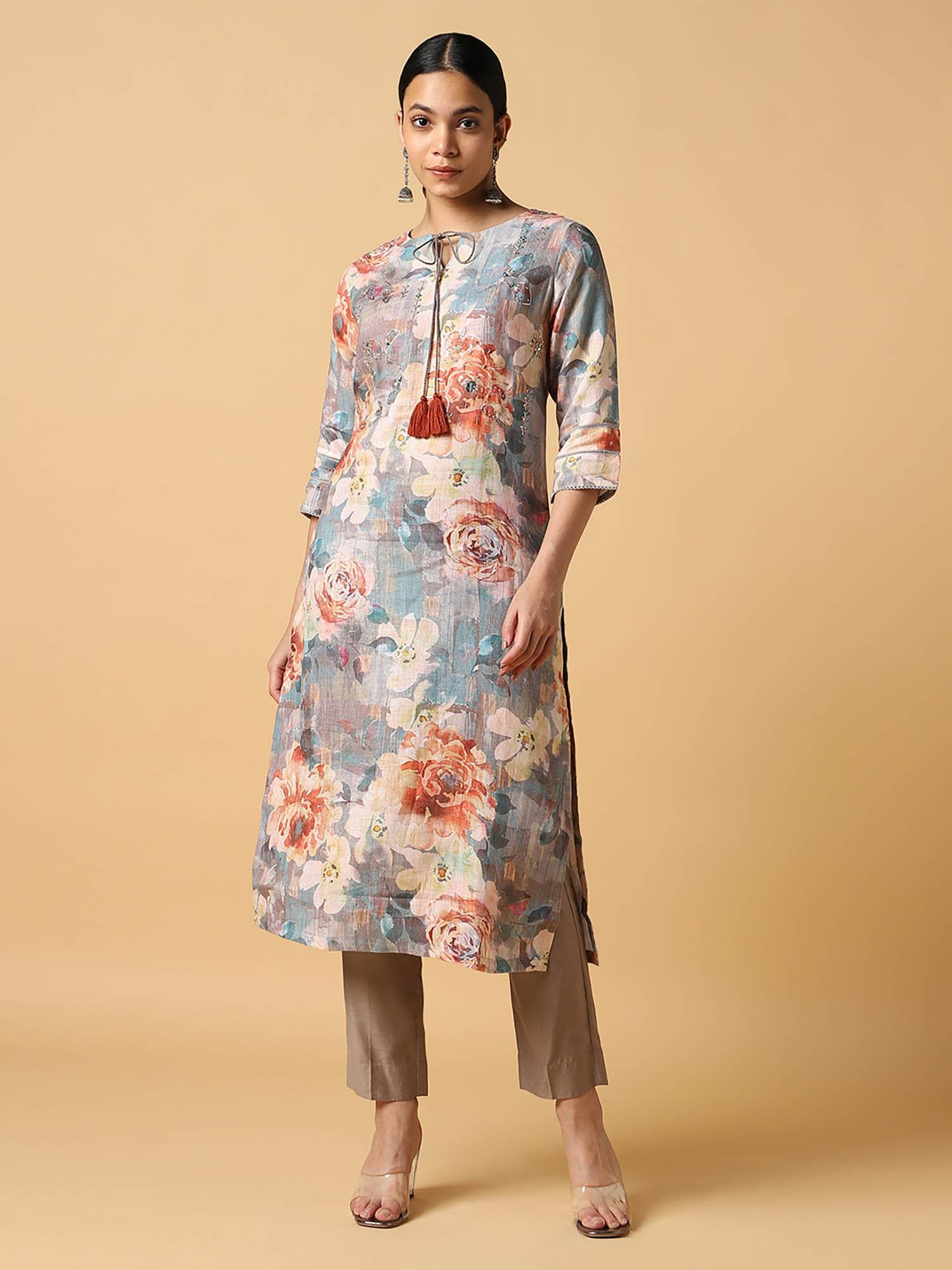 multi-color floral printed kurta