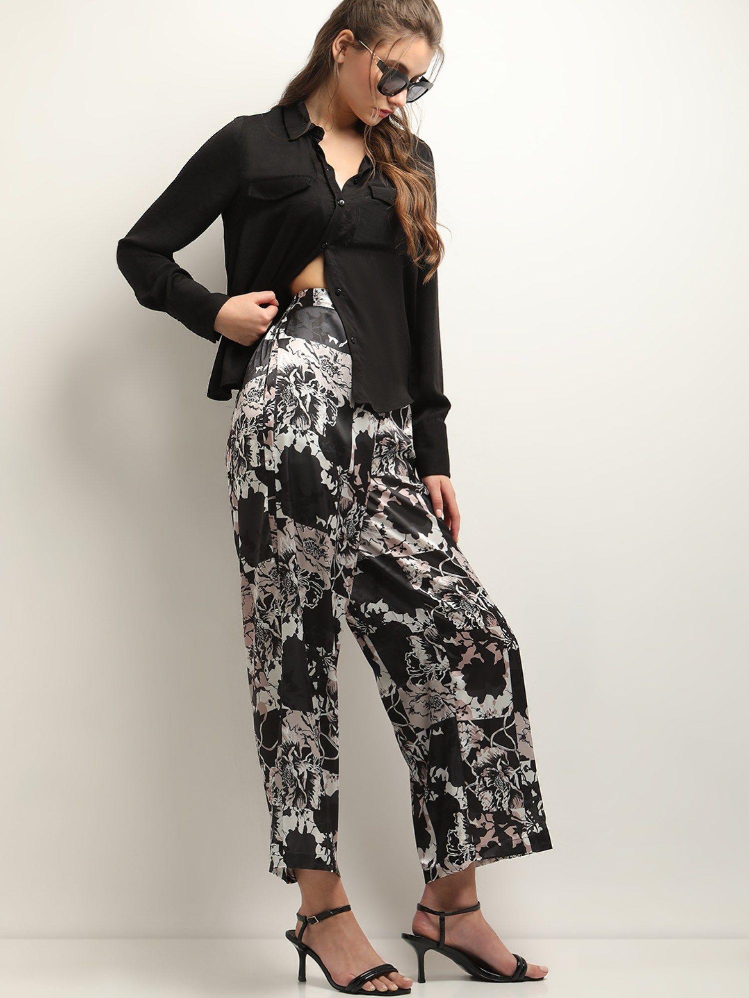 multi-color floral wide leg pant