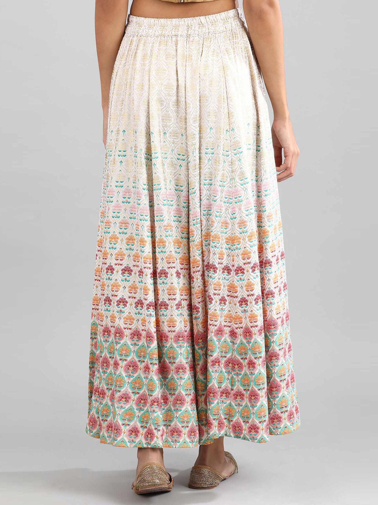 multi-color geometric printed skirt