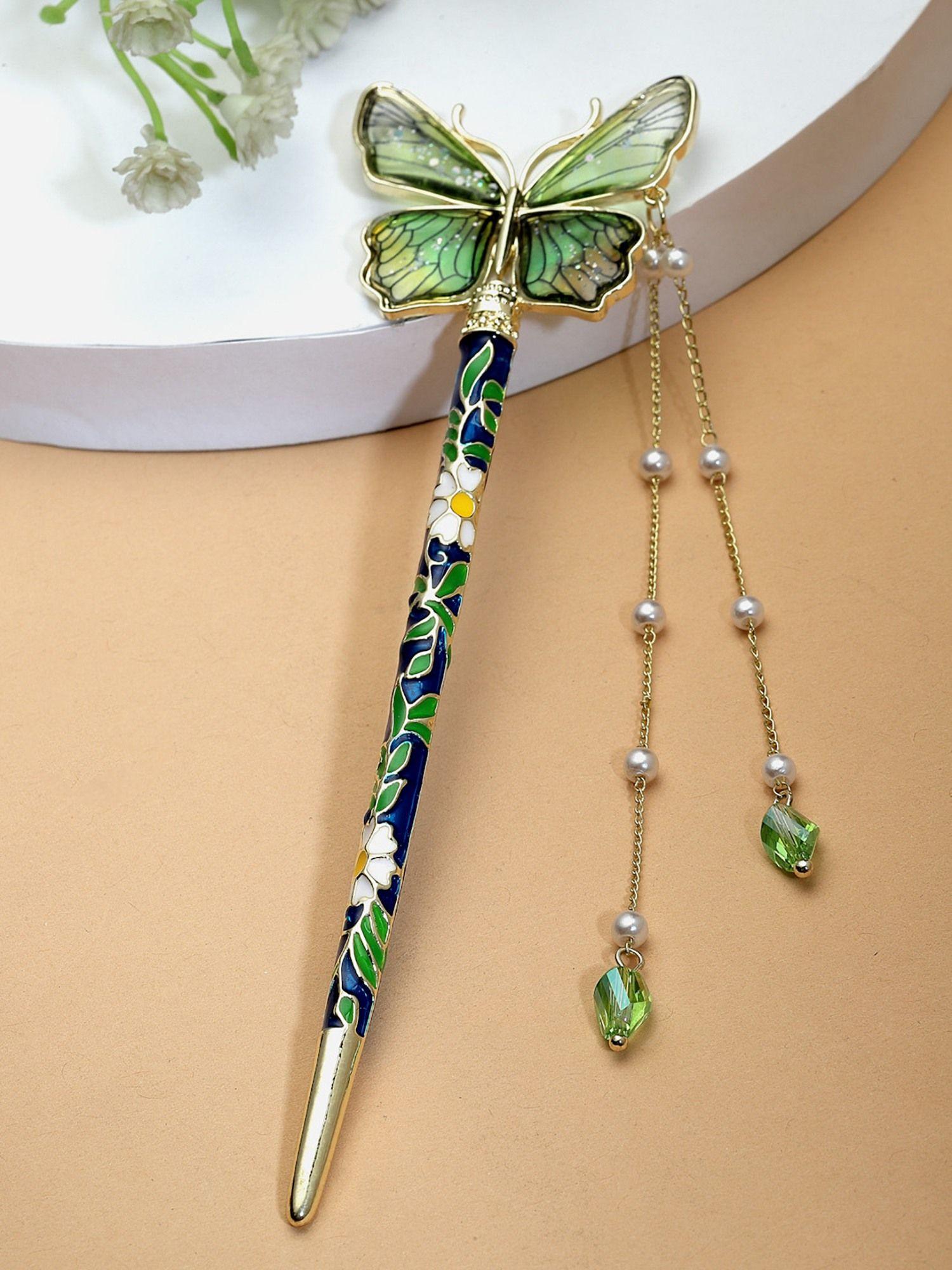 multi-color gold plated embellished hairstick
