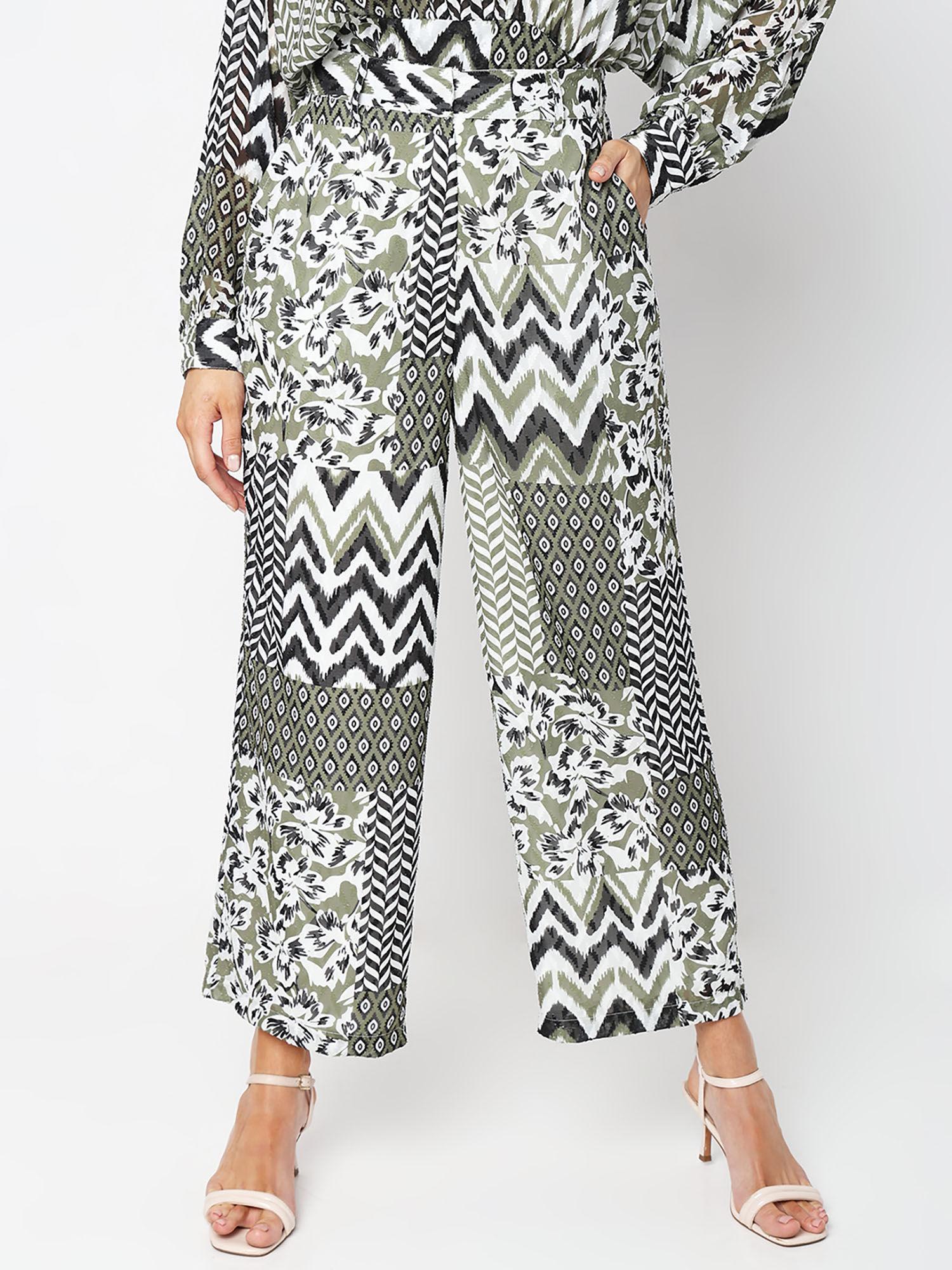 multi-color high rise printed pant