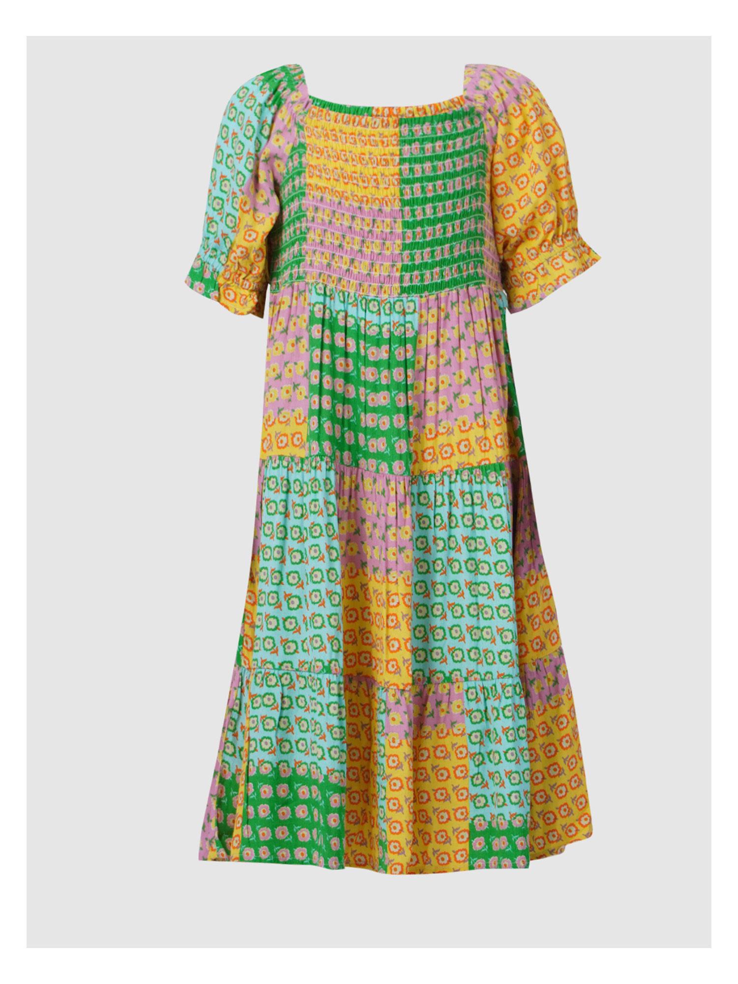 multi-color konsherry ss midi dress