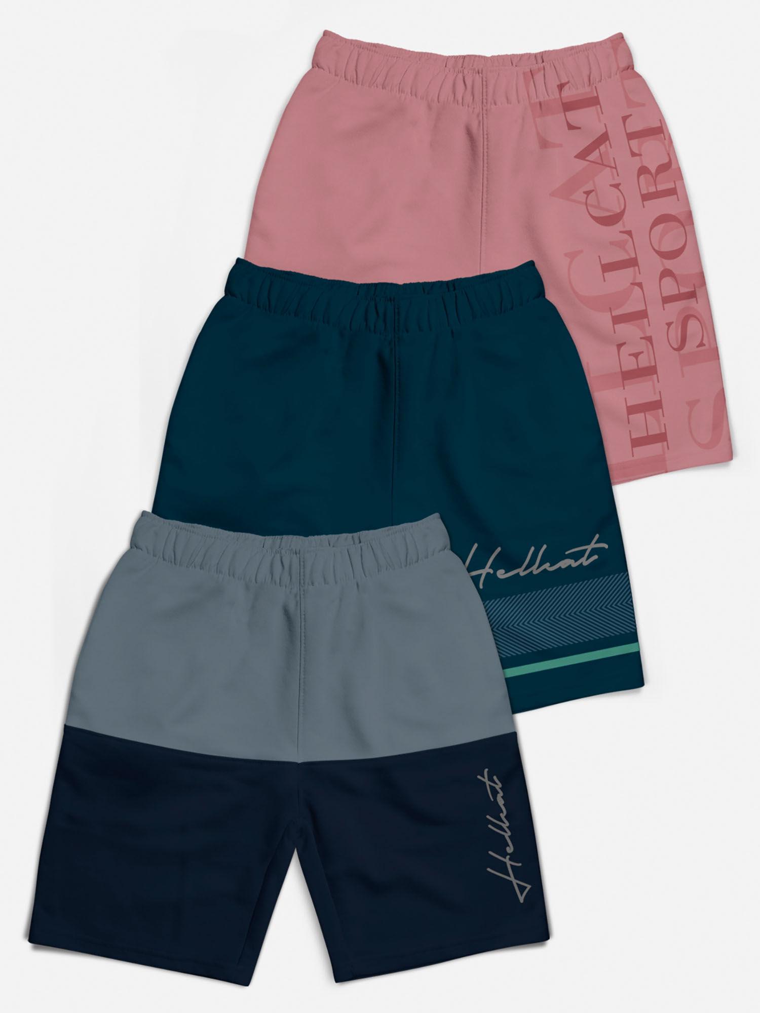 multi-color mid rise colorblock shorts for girls (pack of 3)