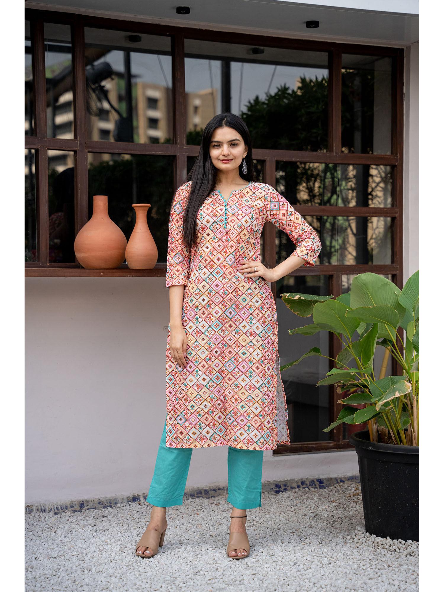 multi-color muslin silk printed kurti