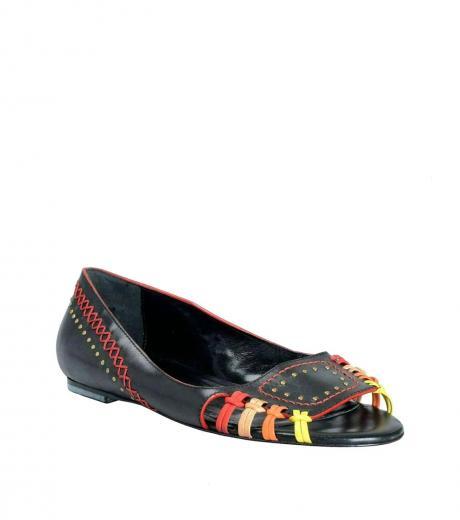 multi color open toe studded ballet flats