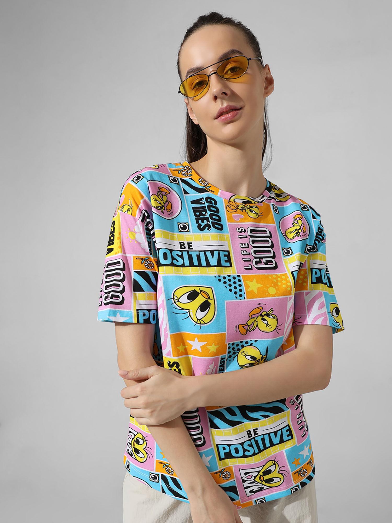 multi-color oversized printed t-shirt
