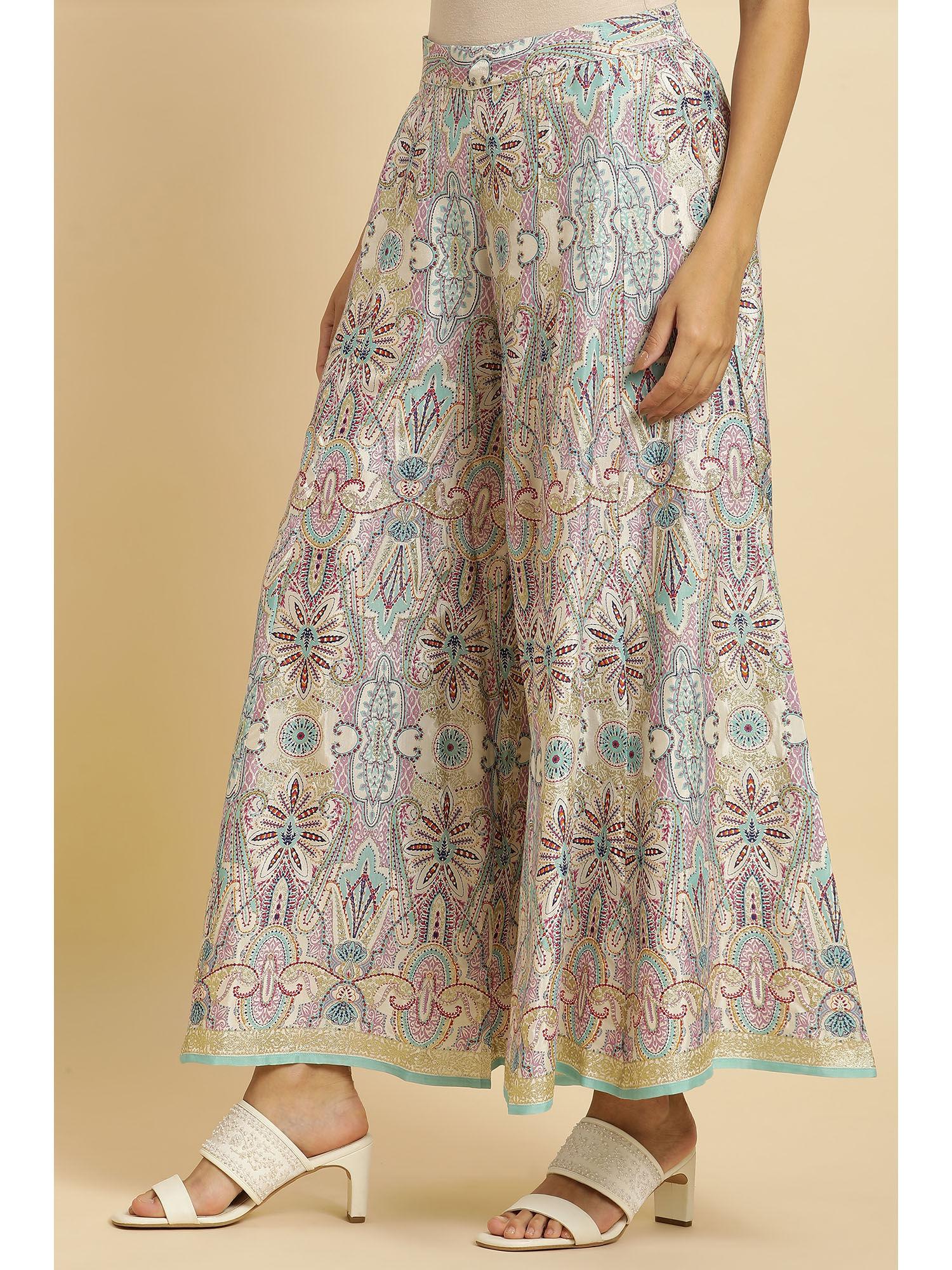 multi-color paisley divided skirt culottes