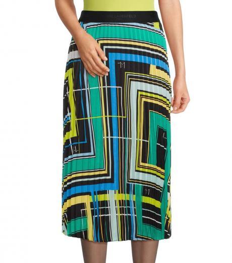 multi color pleat midi skirt