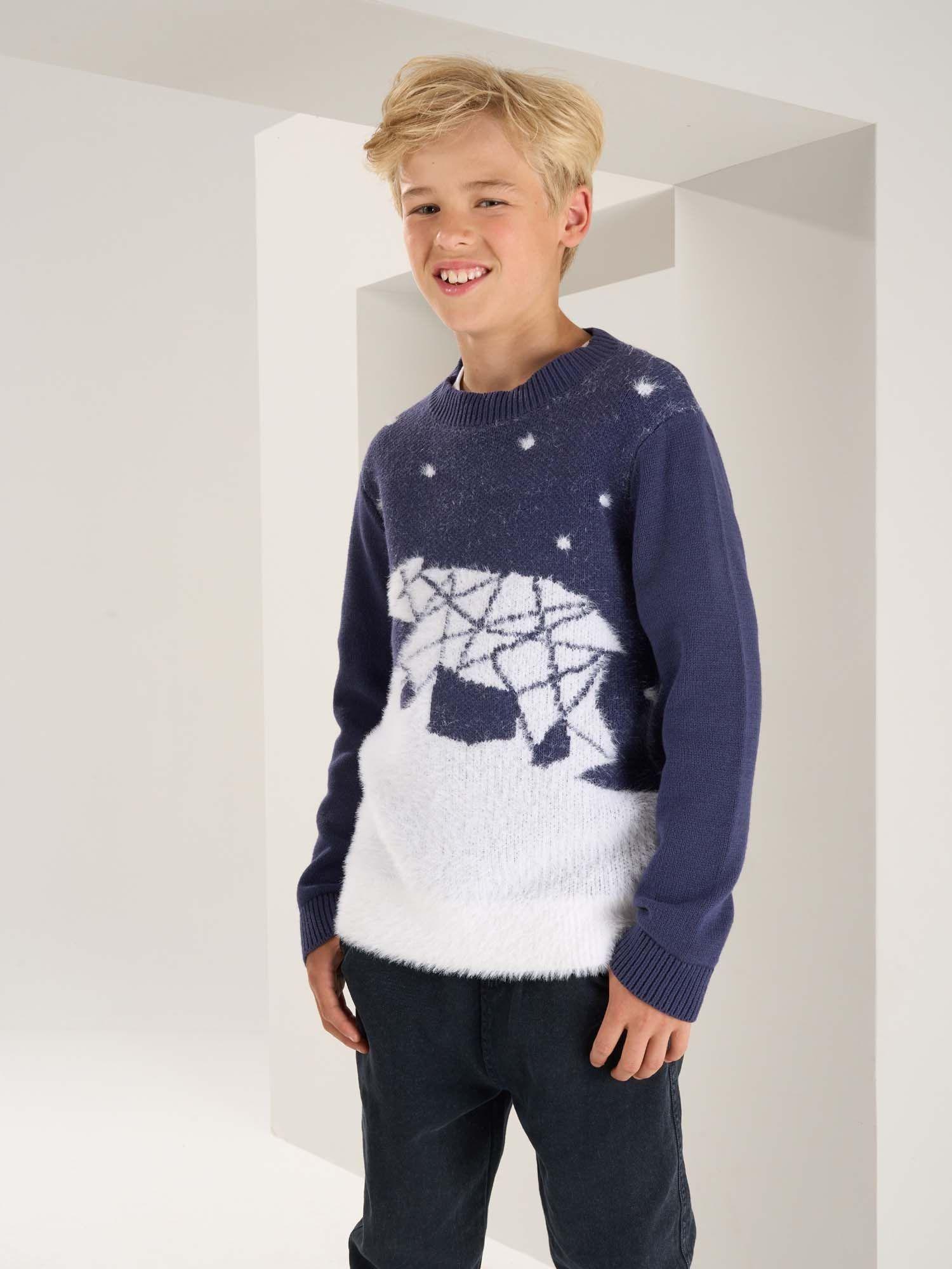 multi-color polar bear landscape sweater