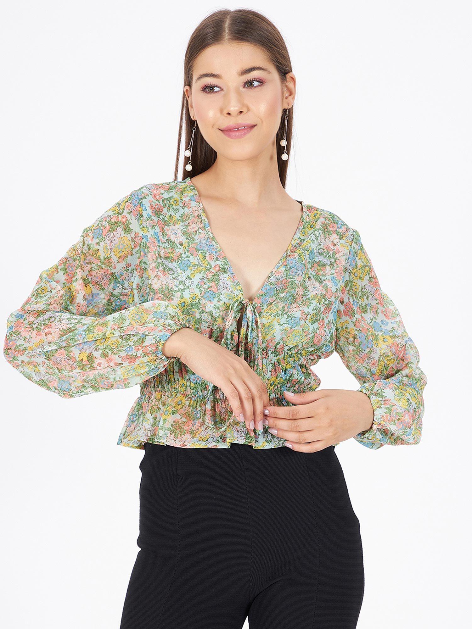multi-color polyester top for women