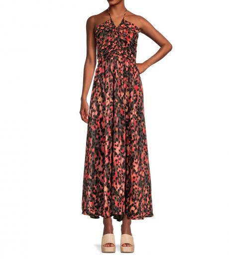 multi color print halterneck maxi dress