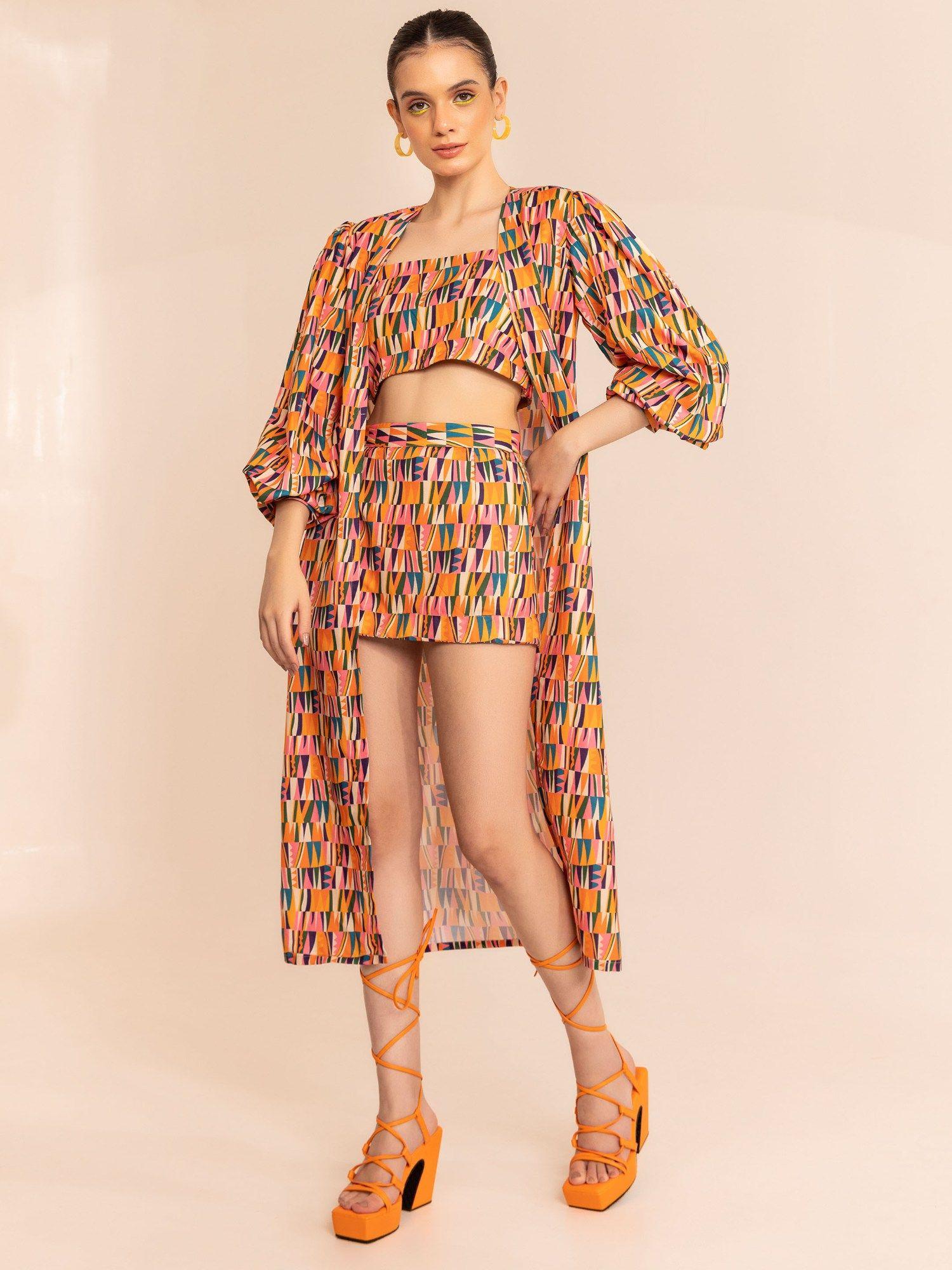 multi-color printed co-ord (set of 3)