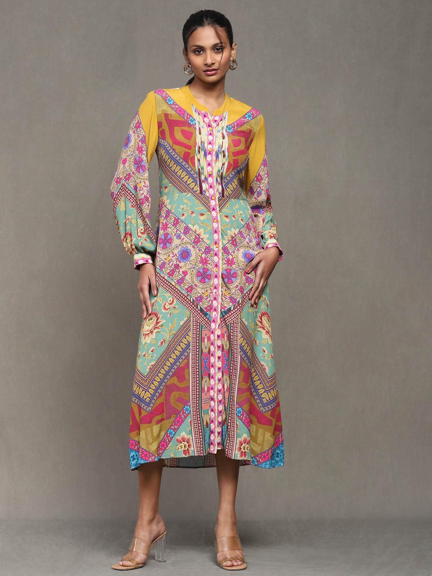 multi color printed long dress