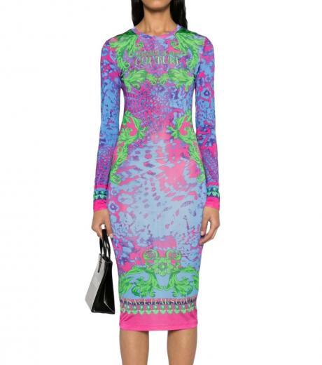 multi color printed midi dress