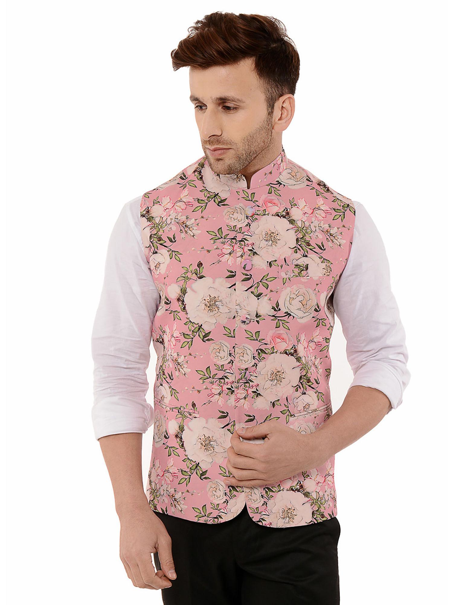 multi-color printed nehru jacket