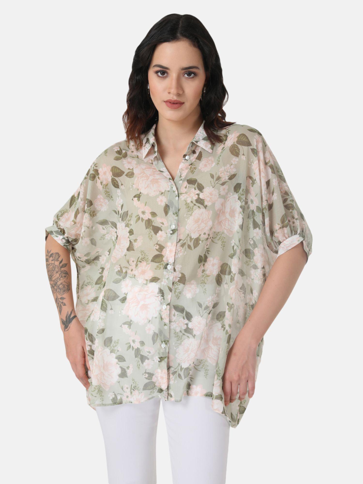 multi-color printed oversized shirt