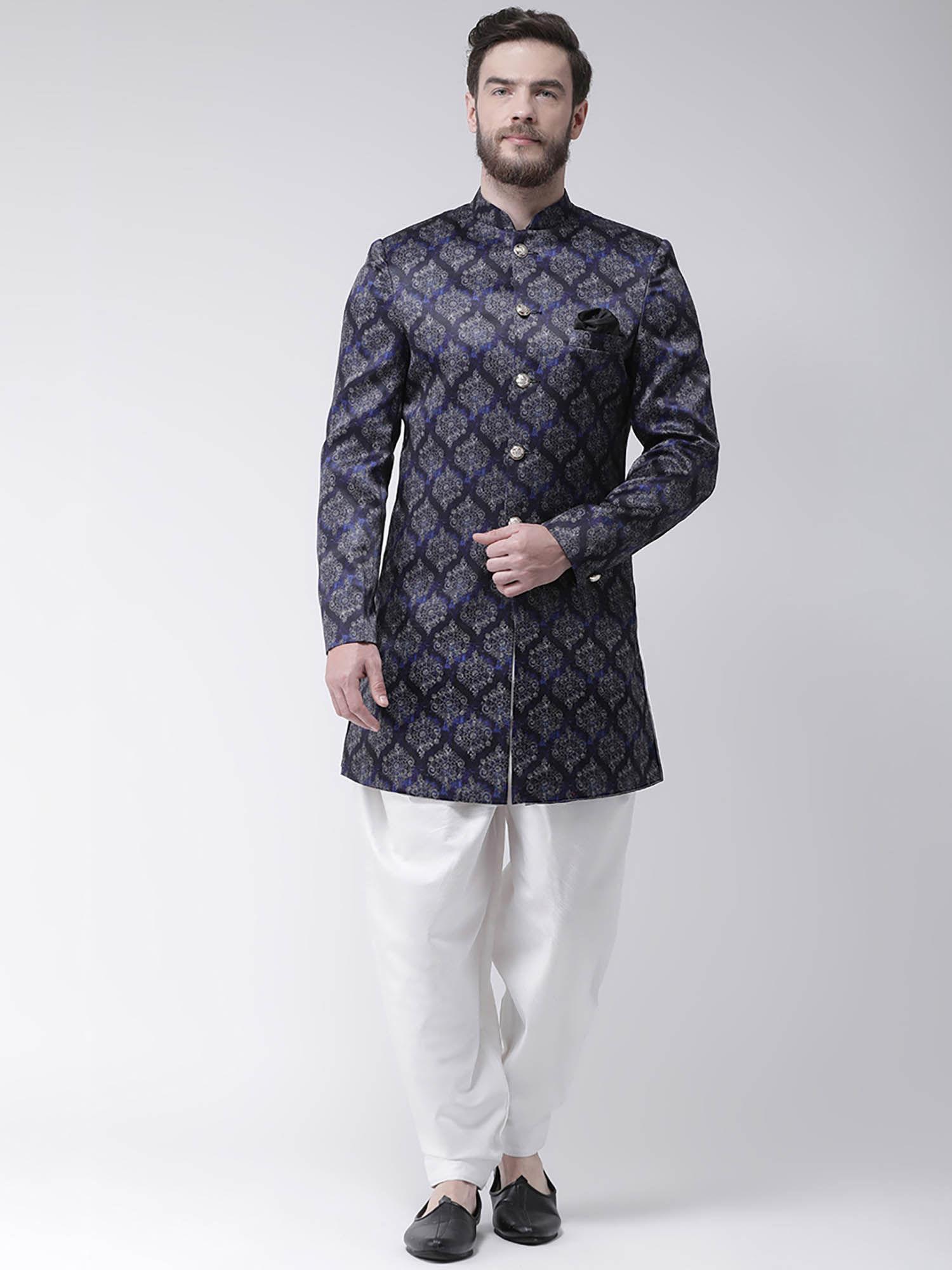 multi-color printed sherwani and pjyama (set of 2)